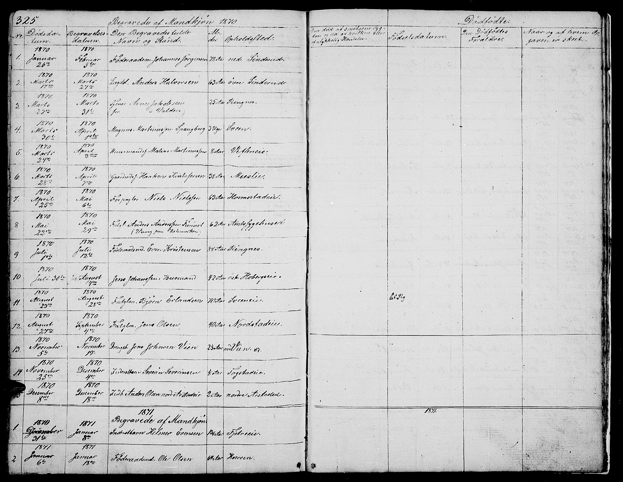 Stange prestekontor, AV/SAH-PREST-002/L/L0002: Parish register (copy) no. 2, 1838-1879, p. 325