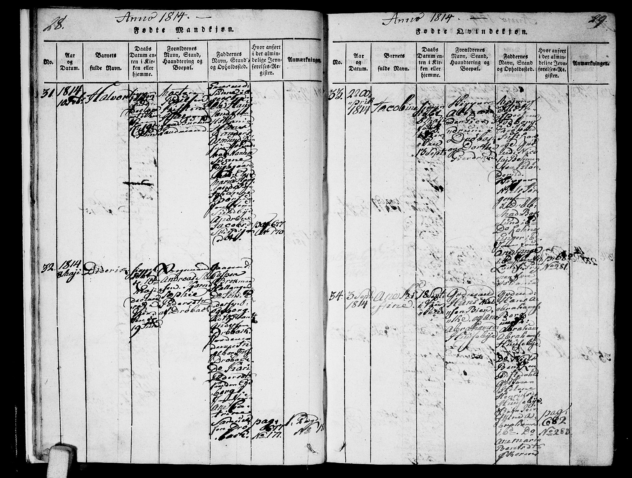 Ås prestekontor Kirkebøker, AV/SAO-A-10894/F/Fa/L0003: Parish register (official) no. I 3, 1814-1818, p. 28-29