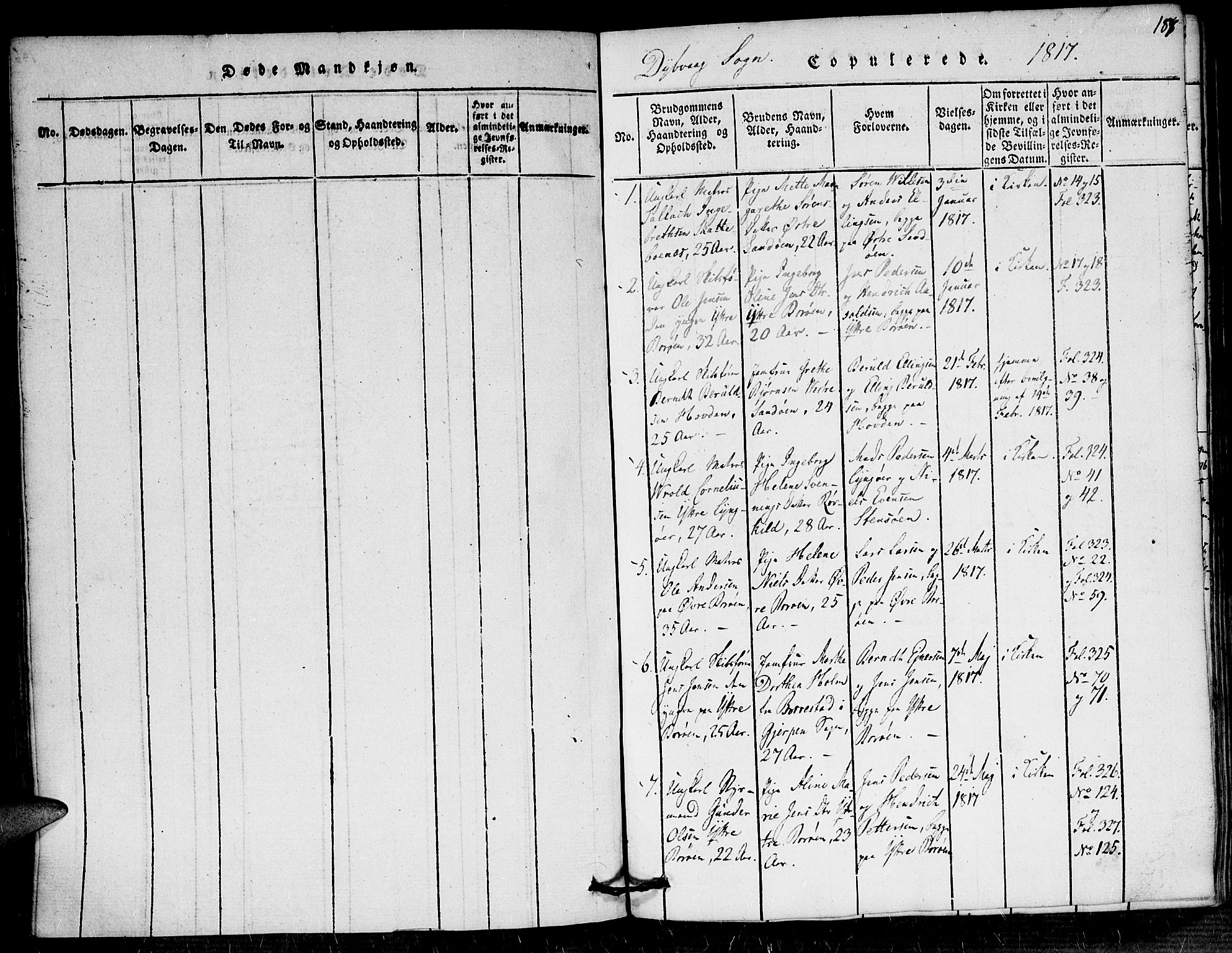 Dypvåg sokneprestkontor, SAK/1111-0007/F/Fa/Faa/L0003: Parish register (official) no. A 3 /1, 1817-1824, p. 187