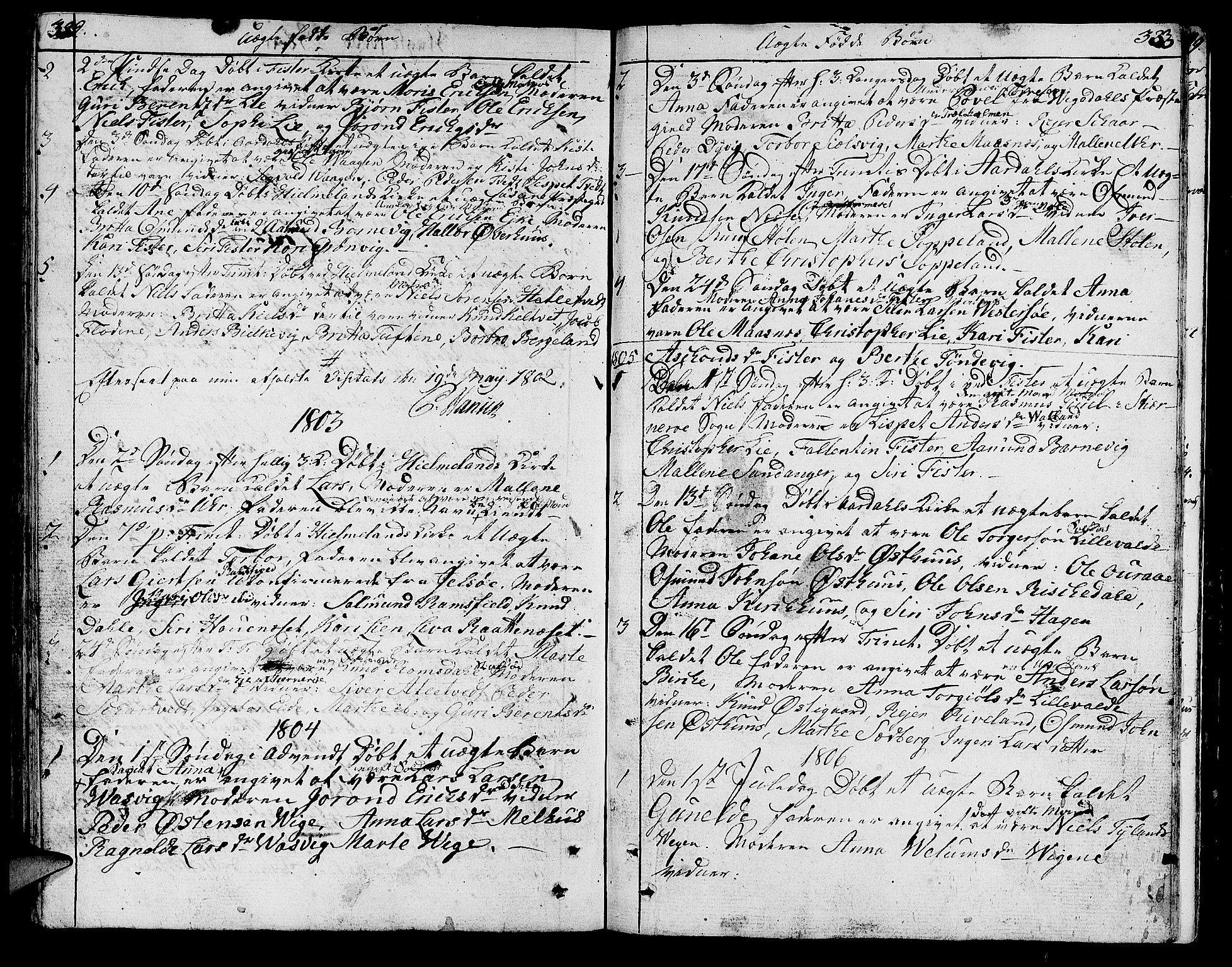 Hjelmeland sokneprestkontor, AV/SAST-A-101843/01/IV/L0002: Parish register (official) no. A 2, 1799-1816, p. 332-333