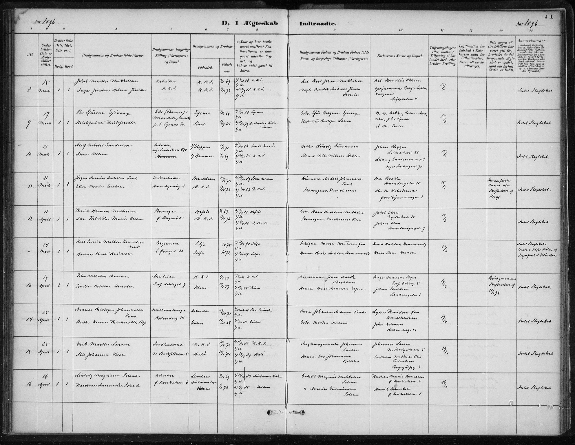 Korskirken sokneprestembete, AV/SAB-A-76101/H/Hab: Parish register (copy) no. D 3, 1887-1906, p. 71