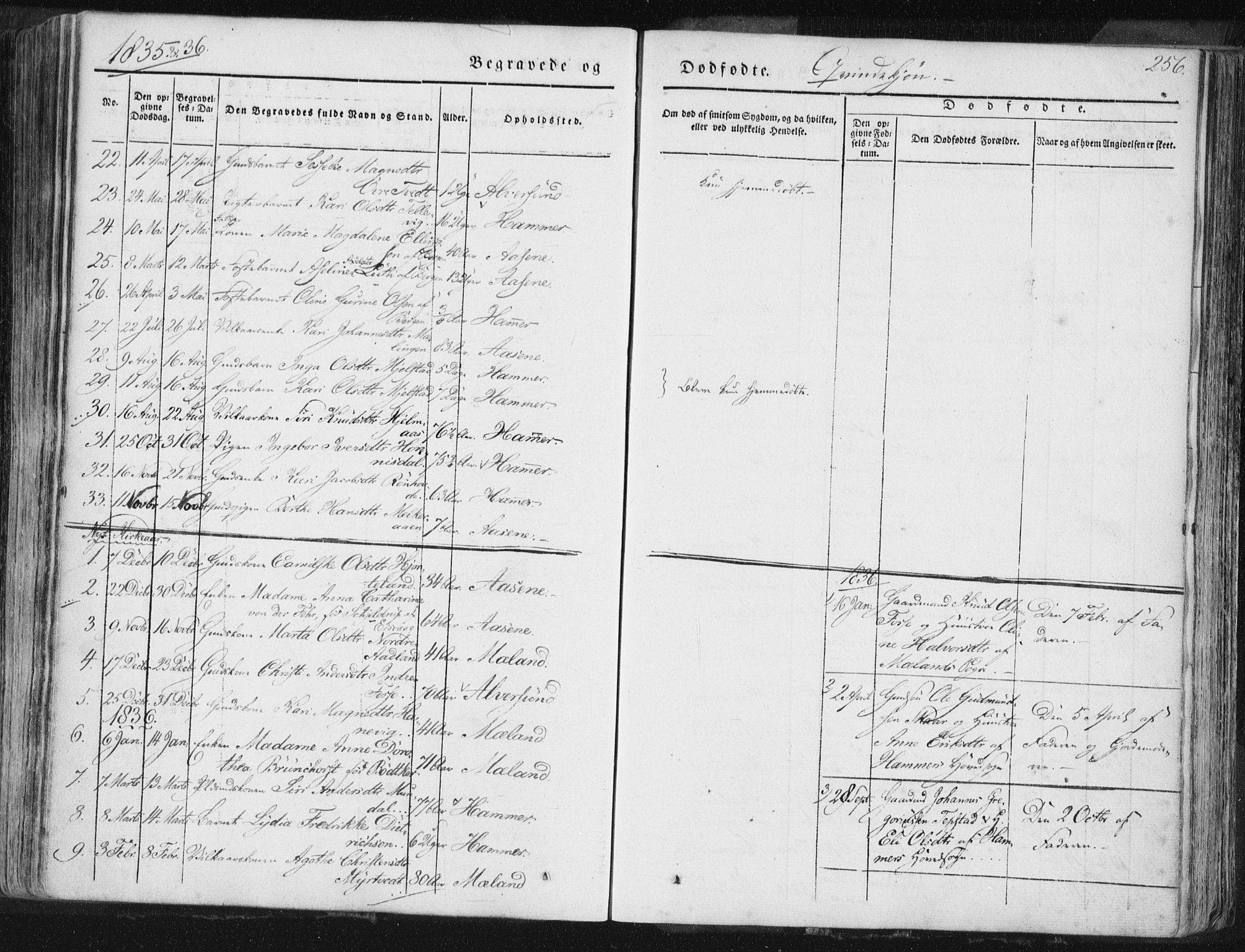 Hamre sokneprestembete, AV/SAB-A-75501/H/Ha/Haa/Haaa/L0012: Parish register (official) no. A 12, 1834-1845, p. 256