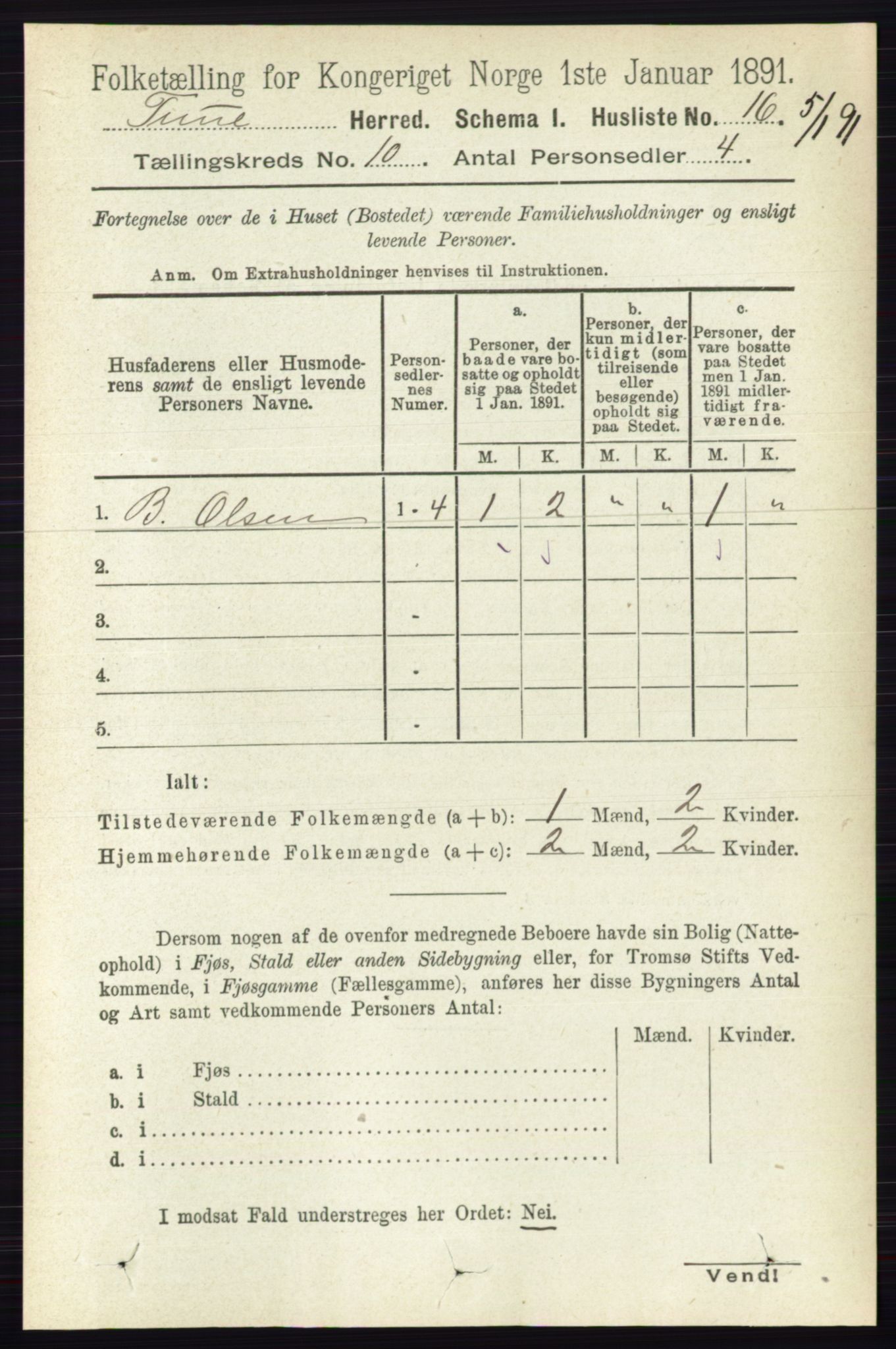 RA, 1891 census for 0130 Tune, 1891, p. 6520