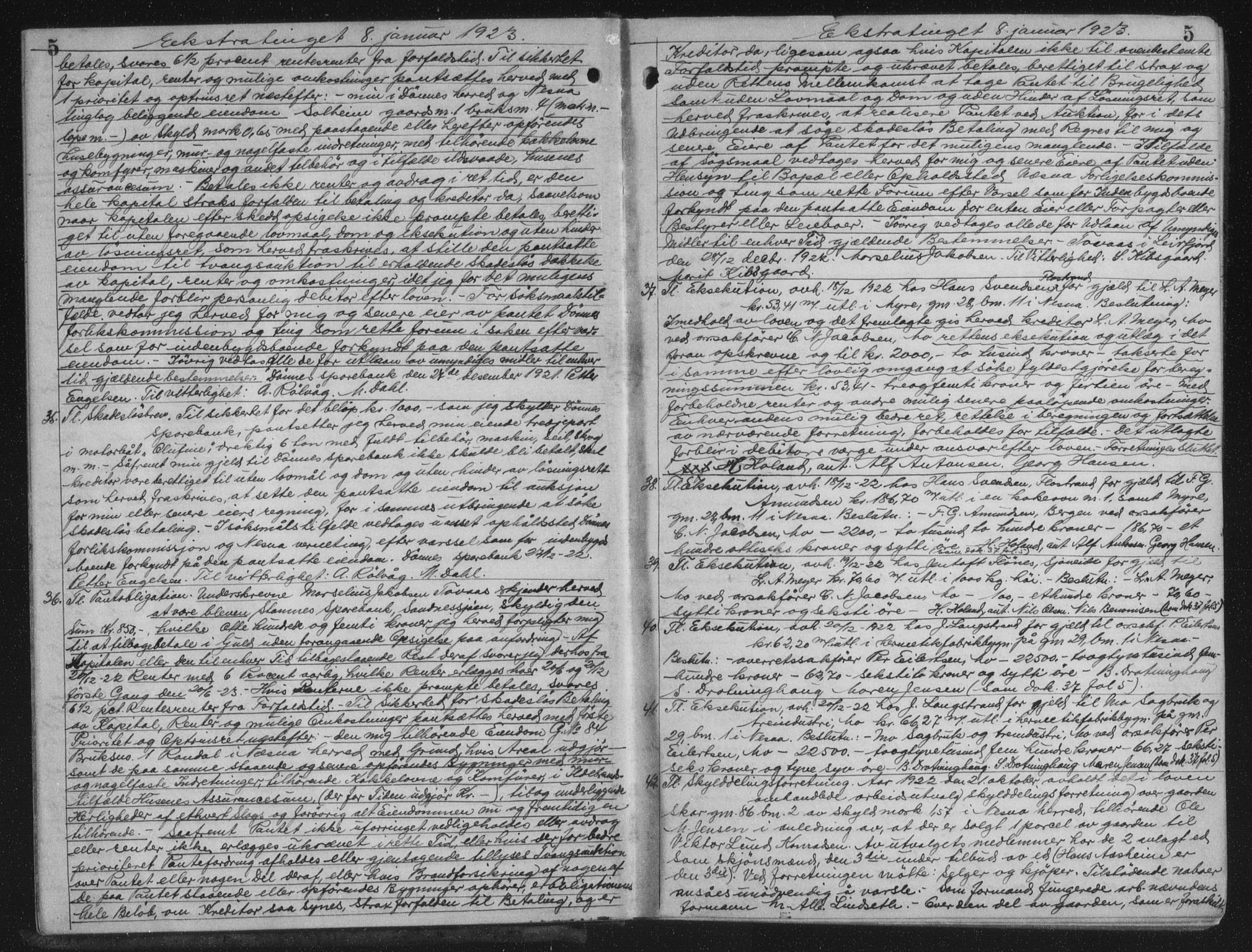 Rana sorenskriveri , AV/SAT-A-1108/1/2/2C/L0018: Mortgage book no. 18, 1923-1928, p. 5, Deed date: 08.01.1923