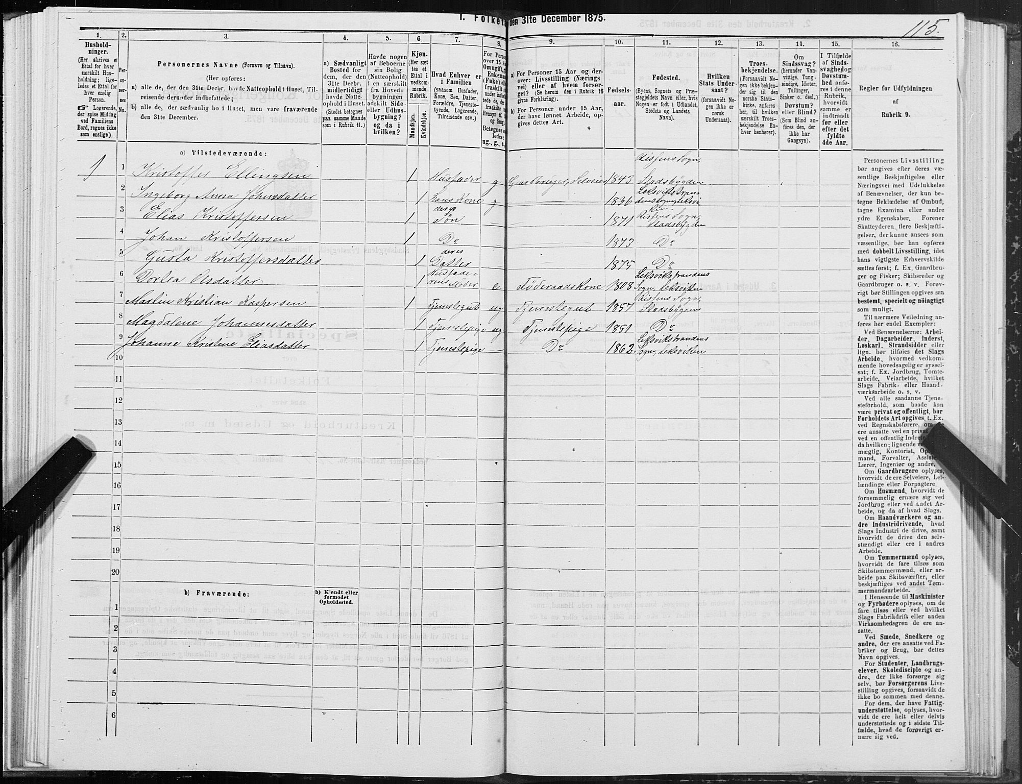 SAT, 1875 census for 1625P Stadsbygd, 1875, p. 5115