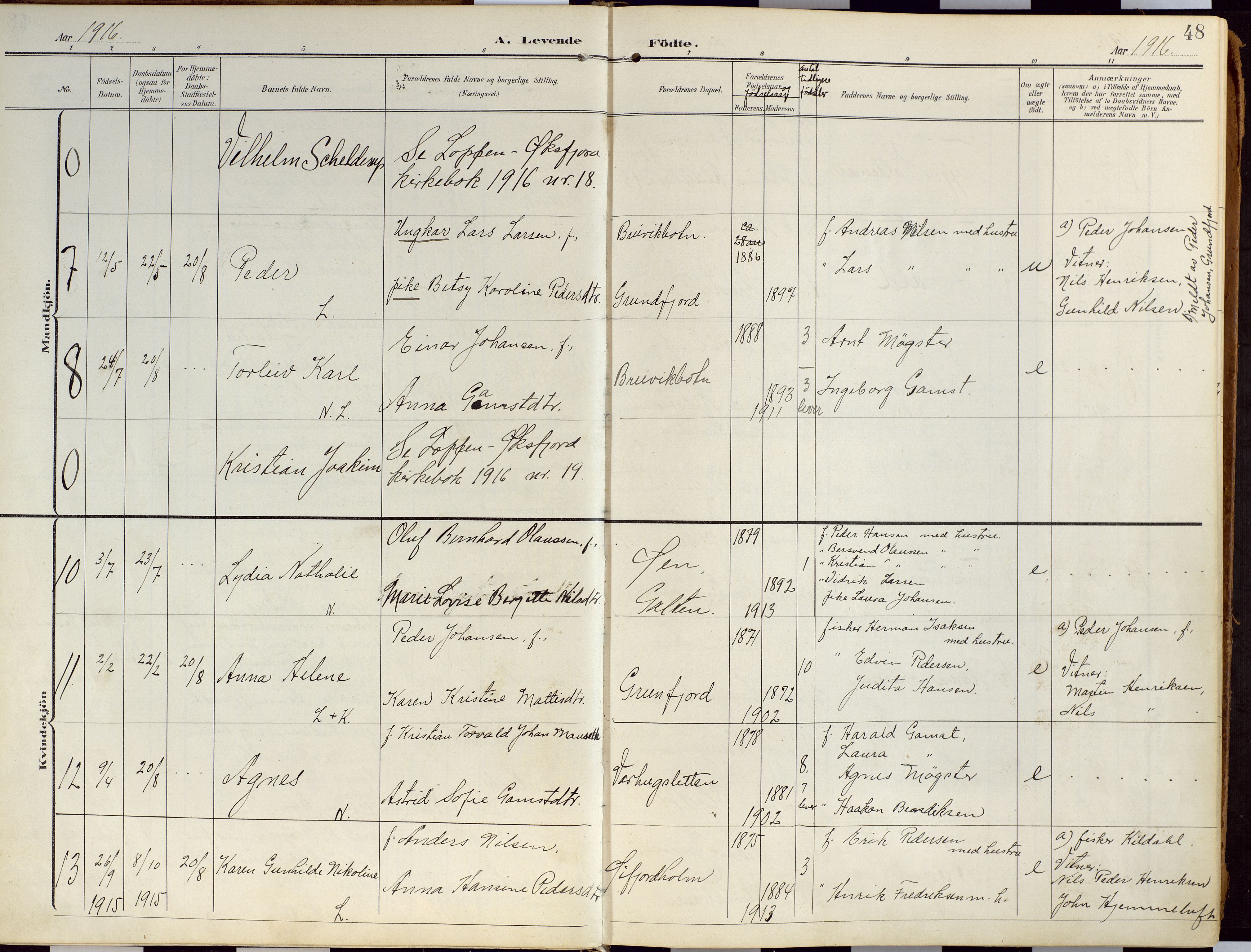Loppa sokneprestkontor, SATØ/S-1339/H/Ha/L0010kirke: Parish register (official) no. 10, 1907-1922, p. 48