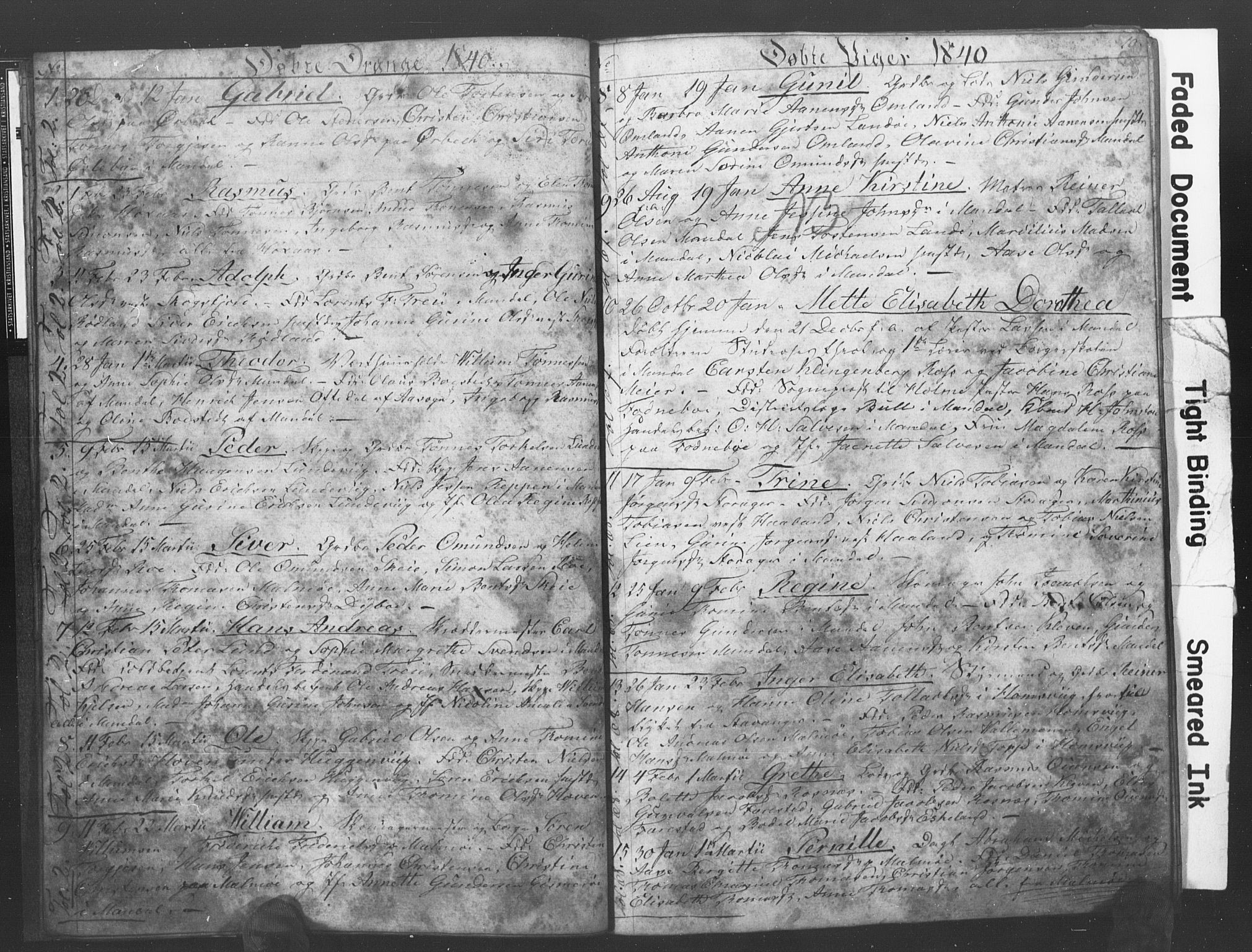 Mandal sokneprestkontor, SAK/1111-0030/F/Fb/Fba/L0004: Parish register (copy) no. B 1D, 1838-1841, p. 10