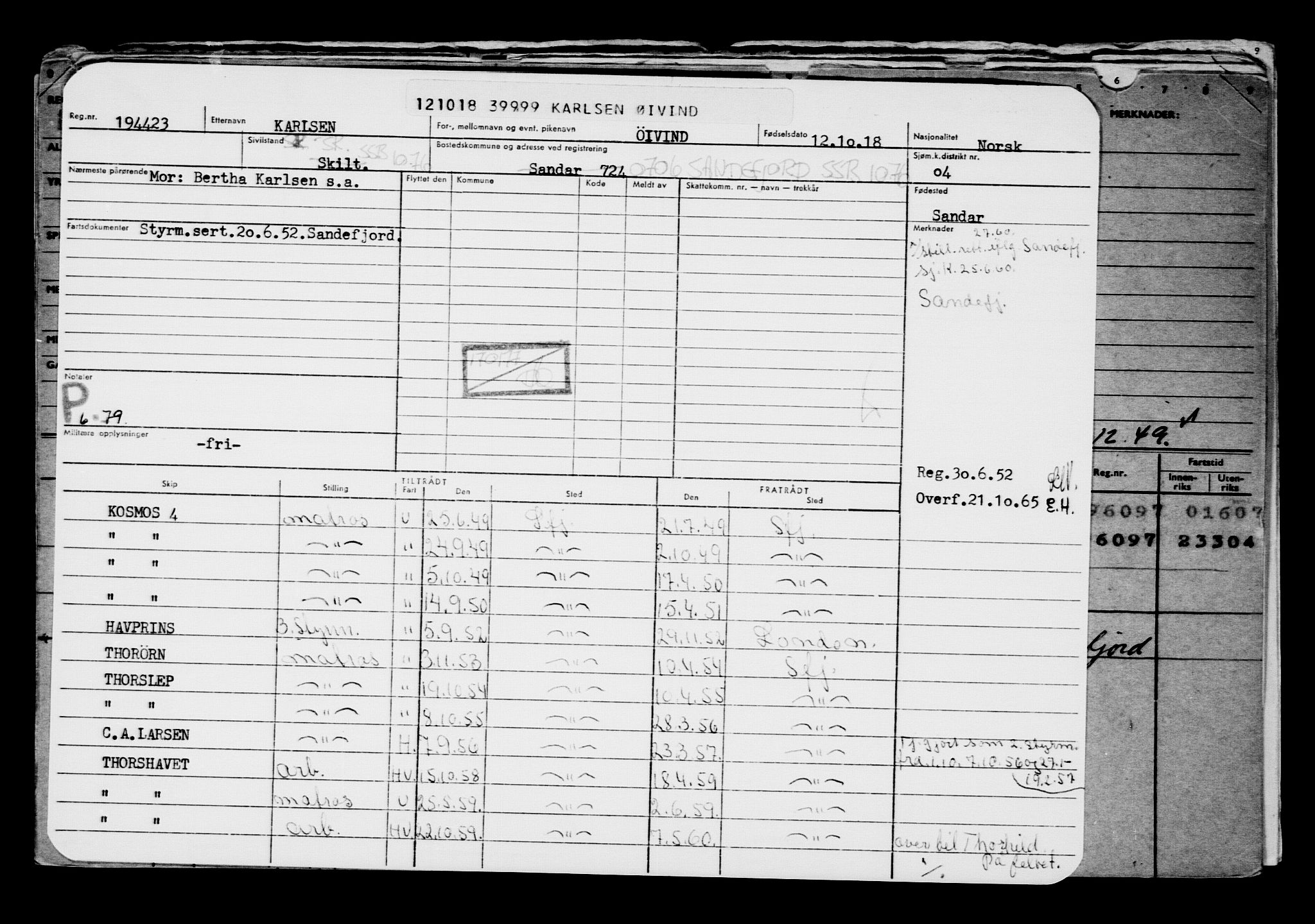 Direktoratet for sjømenn, AV/RA-S-3545/G/Gb/L0163: Hovedkort, 1918, p. 264