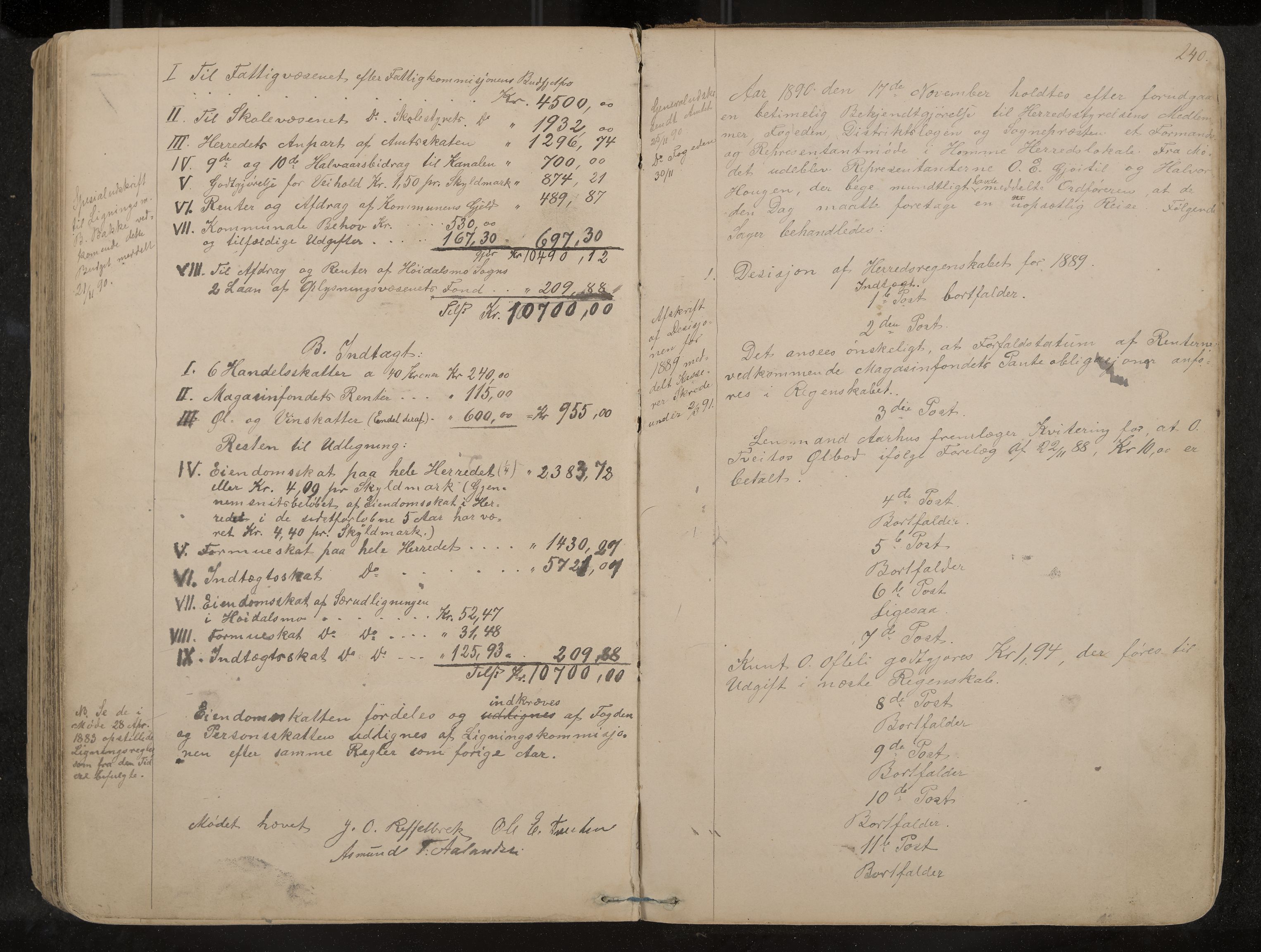 Lårdal formannskap og sentraladministrasjon, IKAK/0833021/A/L0002: Møtebok, 1865-1893, p. 240