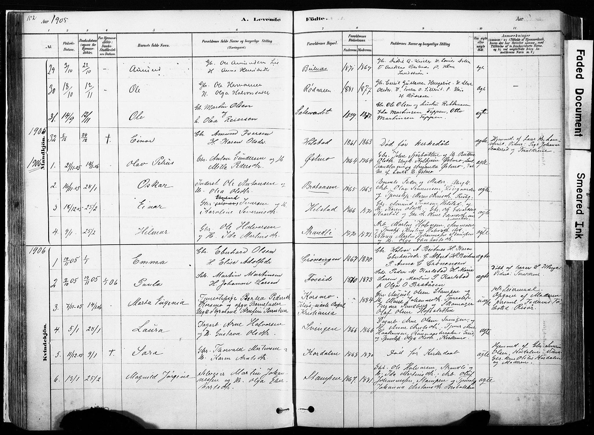 Hof prestekontor, AV/SAH-PREST-038/H/Ha/Haa/L0010: Parish register (official) no. 10, 1878-1909, p. 102