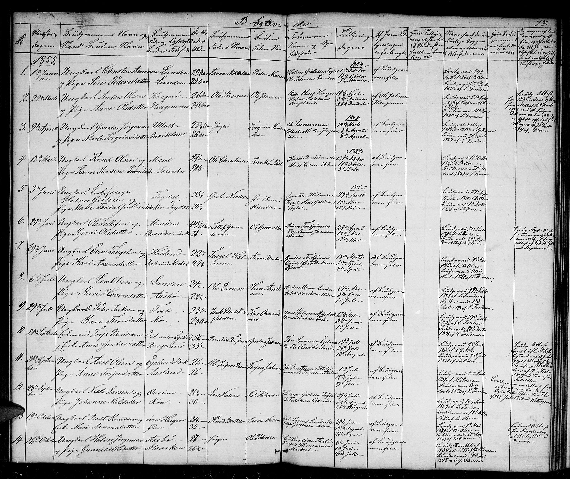 Gjerstad sokneprestkontor, AV/SAK-1111-0014/F/Fb/Fba/L0005: Parish register (copy) no. B 5, 1853-1867, p. 77