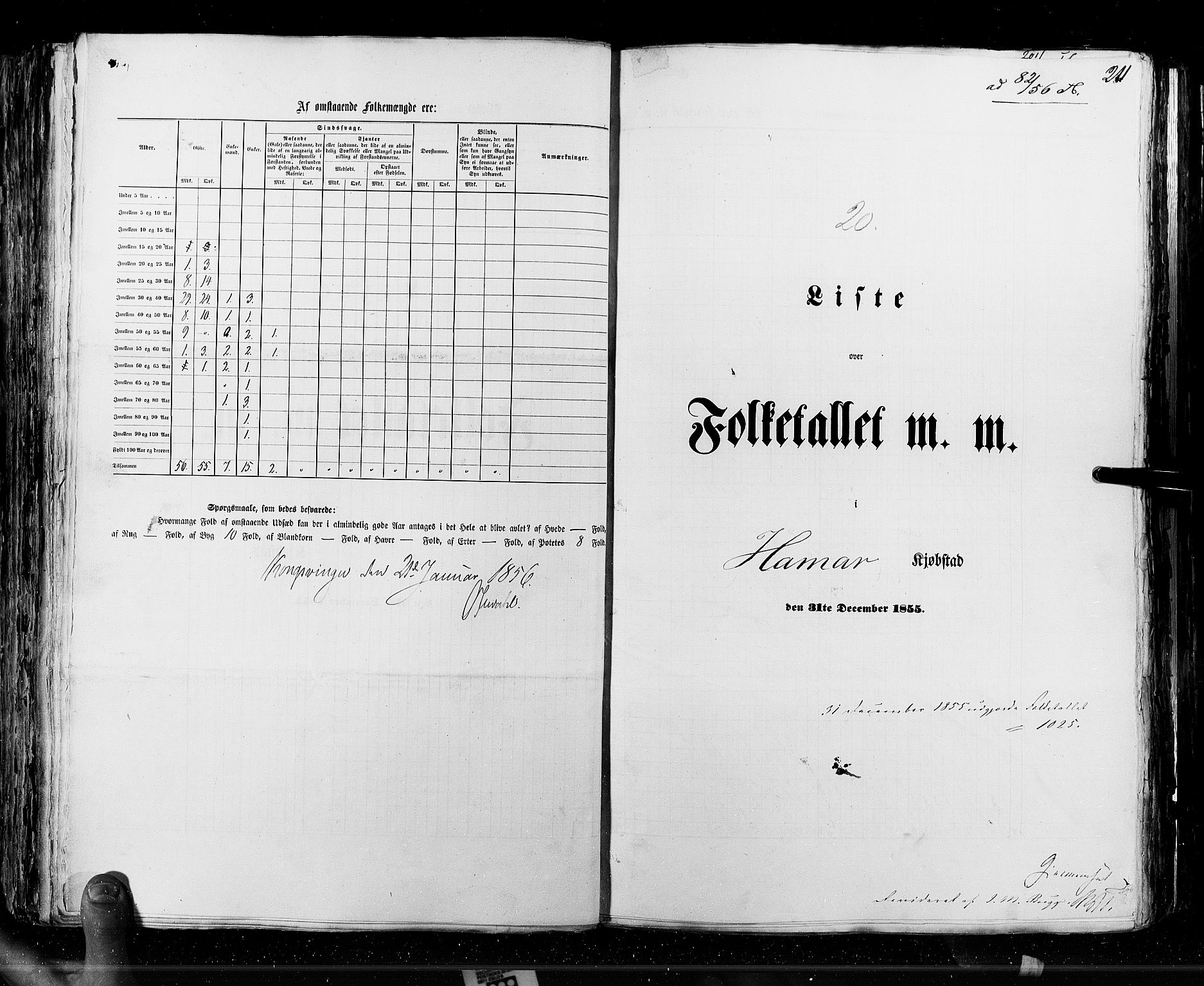 RA, Census 1855, vol. 7: Fredrikshald-Kragerø, 1855, p. 211