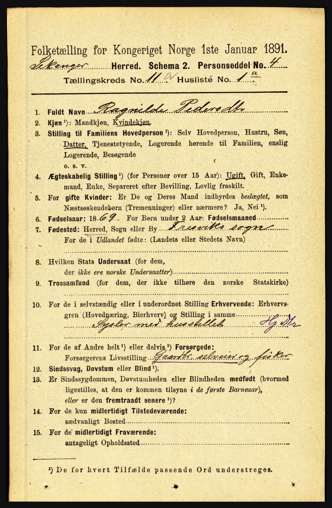 RA, 1891 census for 1419 Leikanger, 1891, p. 1972