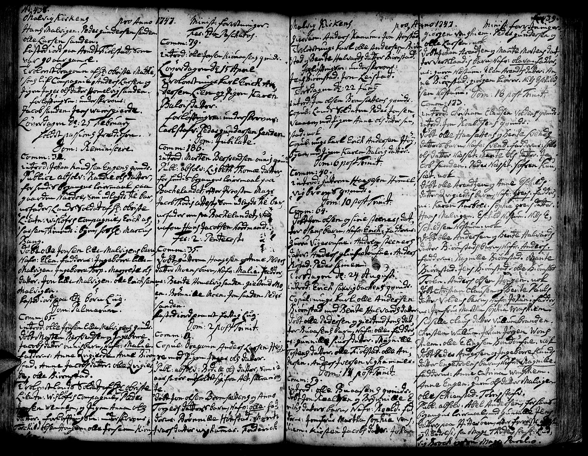 Ministerialprotokoller, klokkerbøker og fødselsregistre - Sør-Trøndelag, SAT/A-1456/606/L0277: Parish register (official) no. 606A01 /3, 1727-1780, p. 438-439