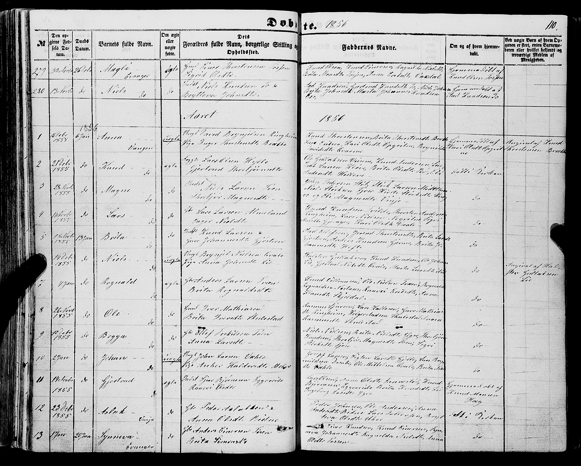 Voss sokneprestembete, SAB/A-79001/H/Haa: Parish register (official) no. A 16, 1849-1863, p. 110