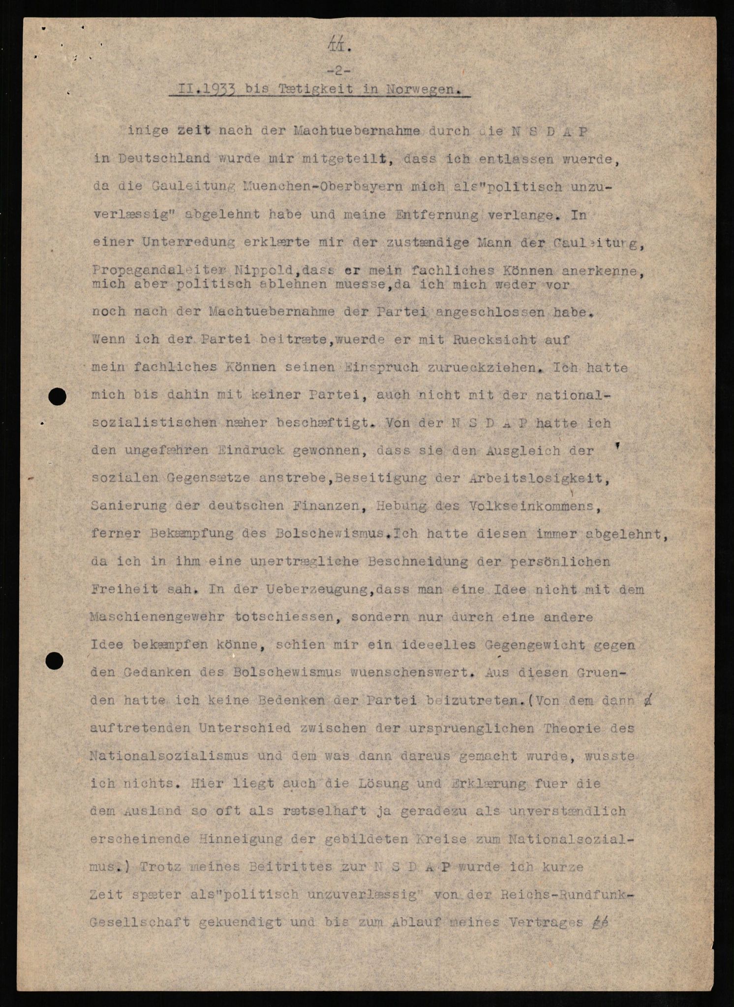 Forsvaret, Forsvarets overkommando II, RA/RAFA-3915/D/Db/L0011: CI Questionaires. Tyske okkupasjonsstyrker i Norge. Tyskere., 1945-1946, p. 113