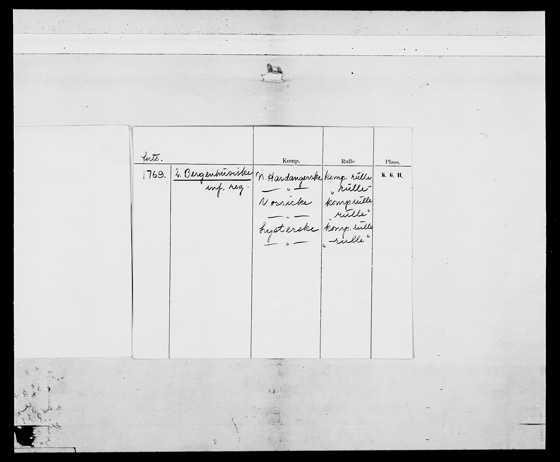 Generalitets- og kommissariatskollegiet, Det kongelige norske kommissariatskollegium, AV/RA-EA-5420/E/Eh/L0092: 2. Bergenhusiske nasjonale infanteriregiment, 1769-1771, p. 3