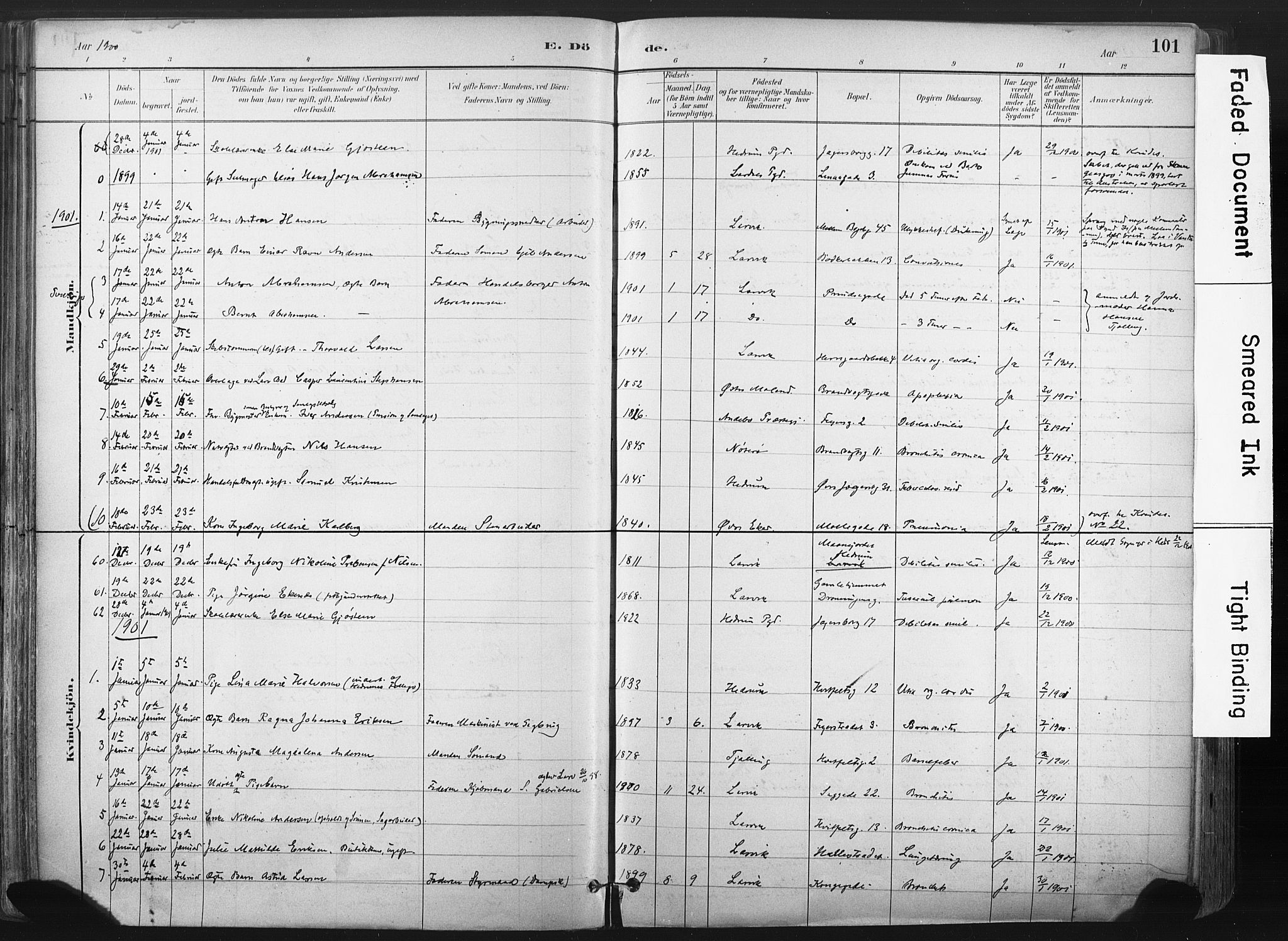 Larvik kirkebøker, SAKO/A-352/F/Fa/L0010: Parish register (official) no. I 10, 1884-1910, p. 101