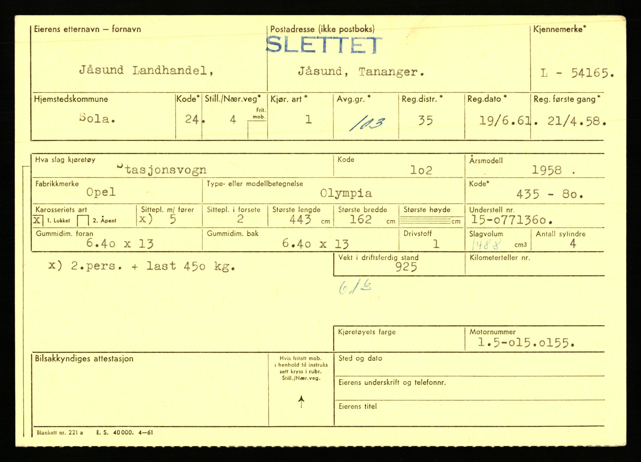 Stavanger trafikkstasjon, AV/SAST-A-101942/0/F/L0053: L-52900 - L-54199, 1930-1971, p. 2797