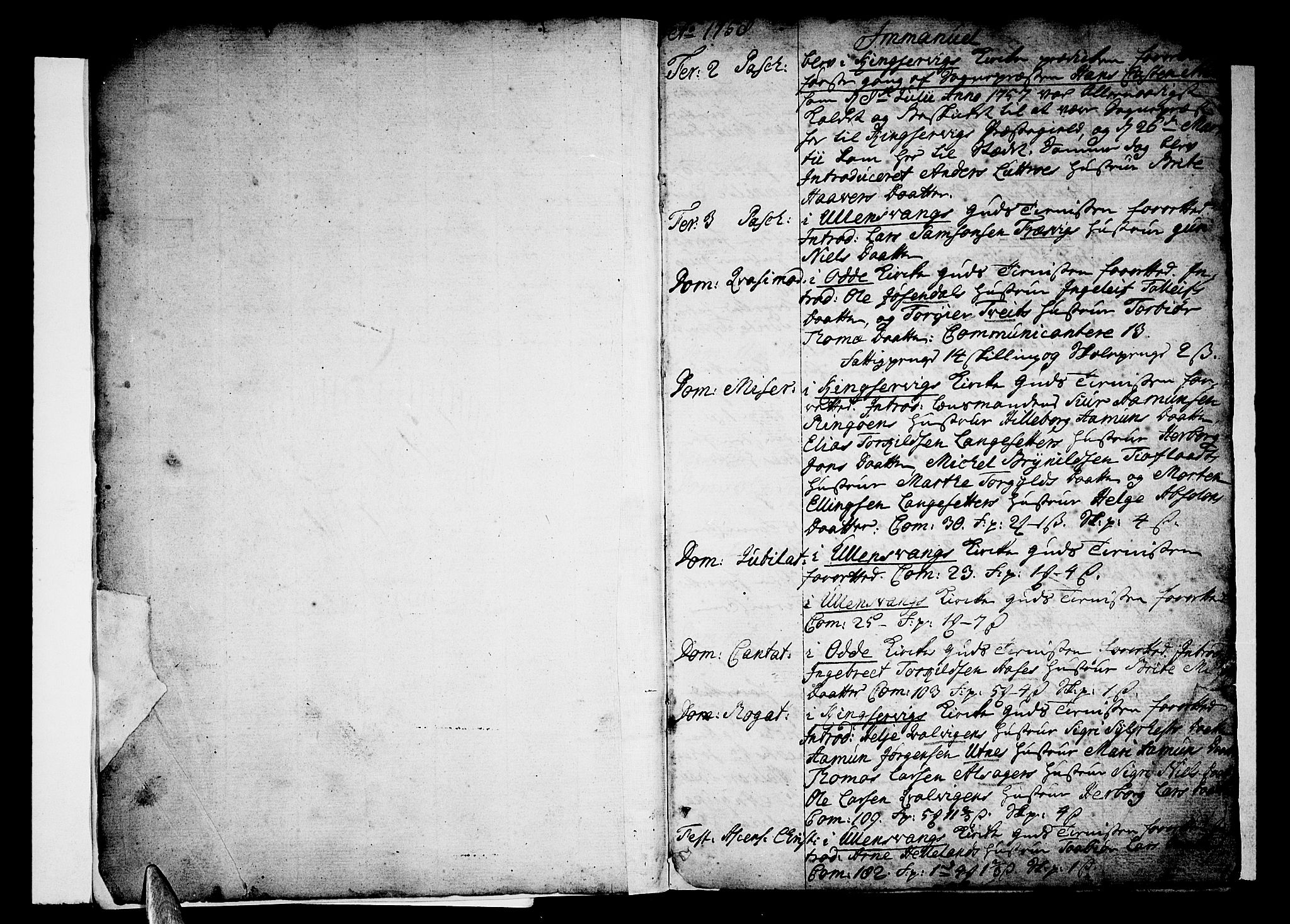 Ullensvang sokneprestembete, AV/SAB-A-78701/H/Haa: Parish register (official) no. A 6 /1, 1758-1788, p. 1