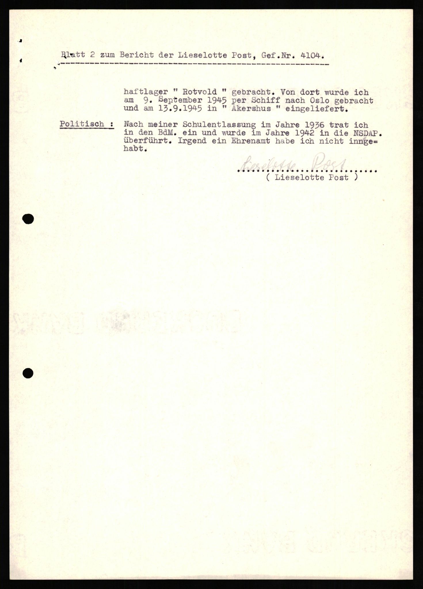 Forsvaret, Forsvarets overkommando II, AV/RA-RAFA-3915/D/Db/L0026: CI Questionaires. Tyske okkupasjonsstyrker i Norge. Tyskere., 1945-1946, p. 108