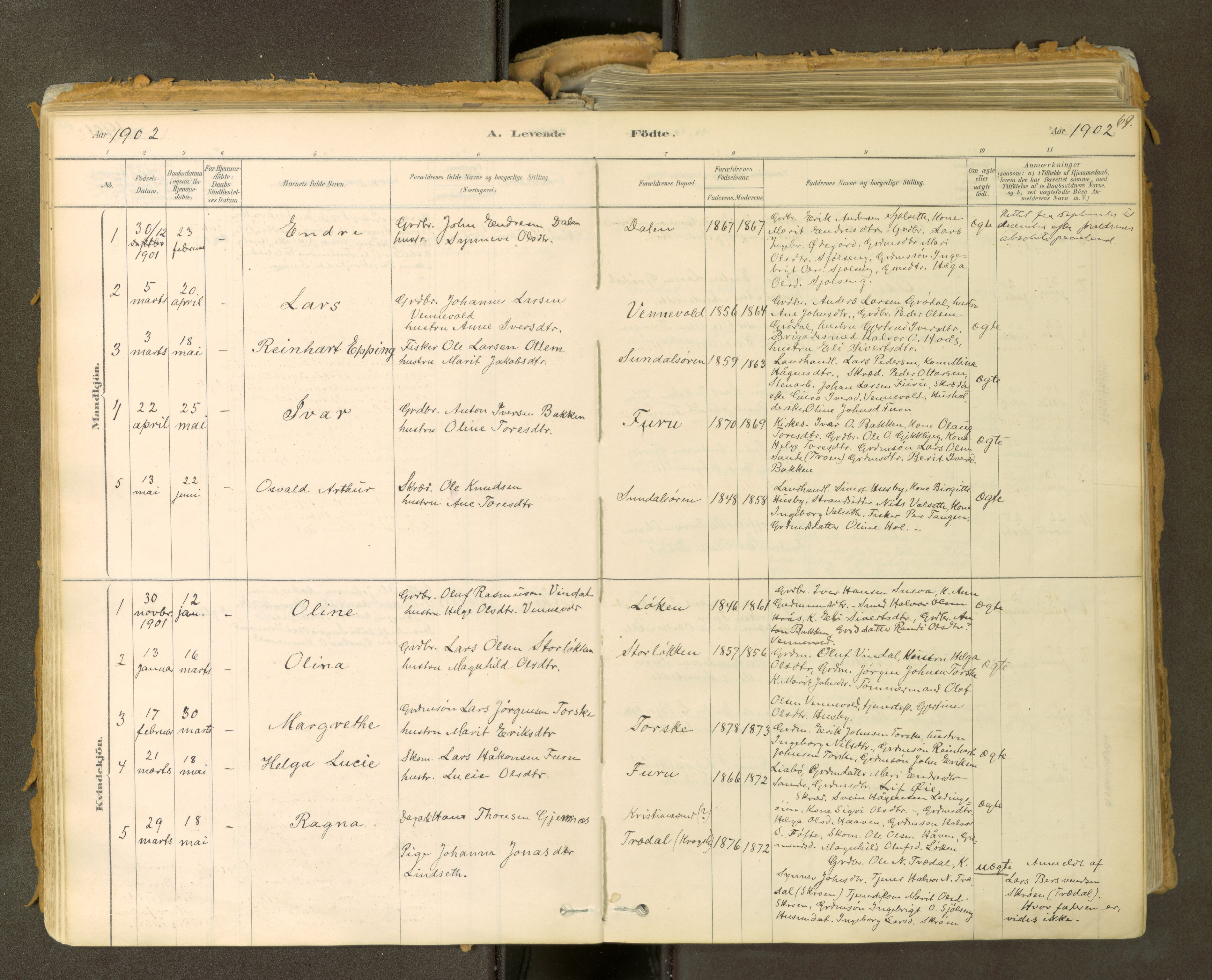 Sunndal sokneprestkontor, SAT/A-1085/1/I/I1/I1a: Parish register (official) no. 2, 1877-1914, p. 69