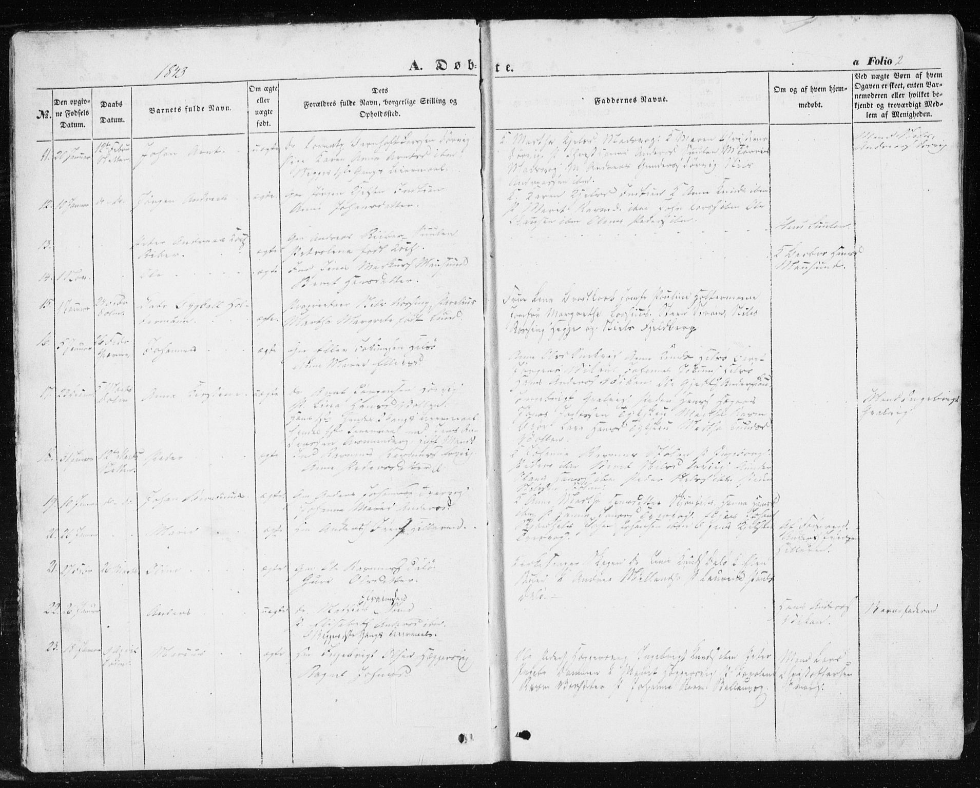 Ministerialprotokoller, klokkerbøker og fødselsregistre - Sør-Trøndelag, AV/SAT-A-1456/634/L0529: Parish register (official) no. 634A05, 1843-1851, p. 2