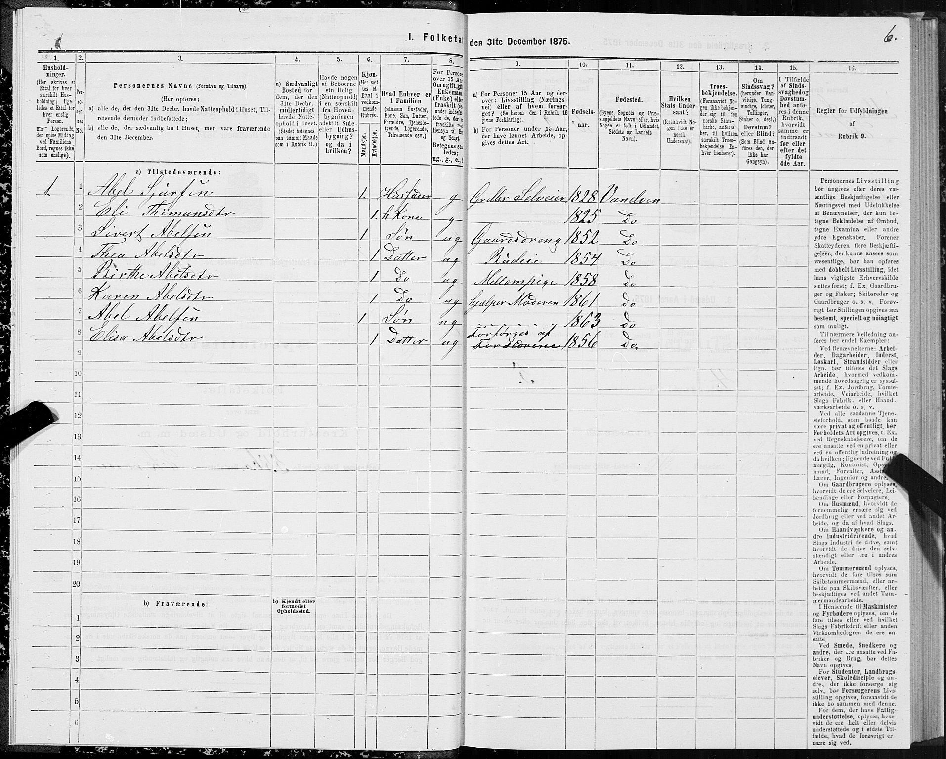 SAT, 1875 census for 1511P Vanylven, 1875, p. 2006