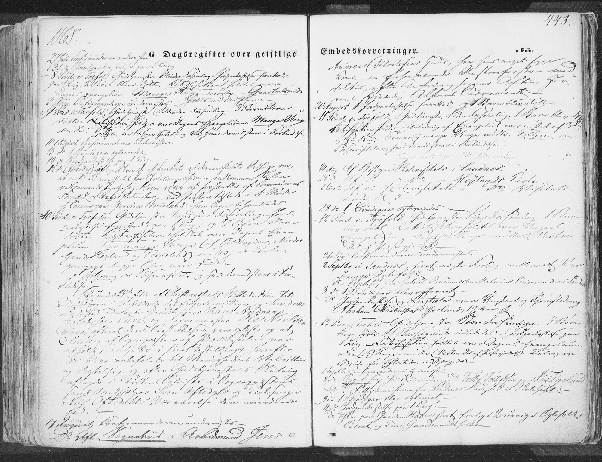 Høyland sokneprestkontor, AV/SAST-A-101799/001/30BA/L0009: Parish register (official) no. A 9.2, 1857-1877, p. 443