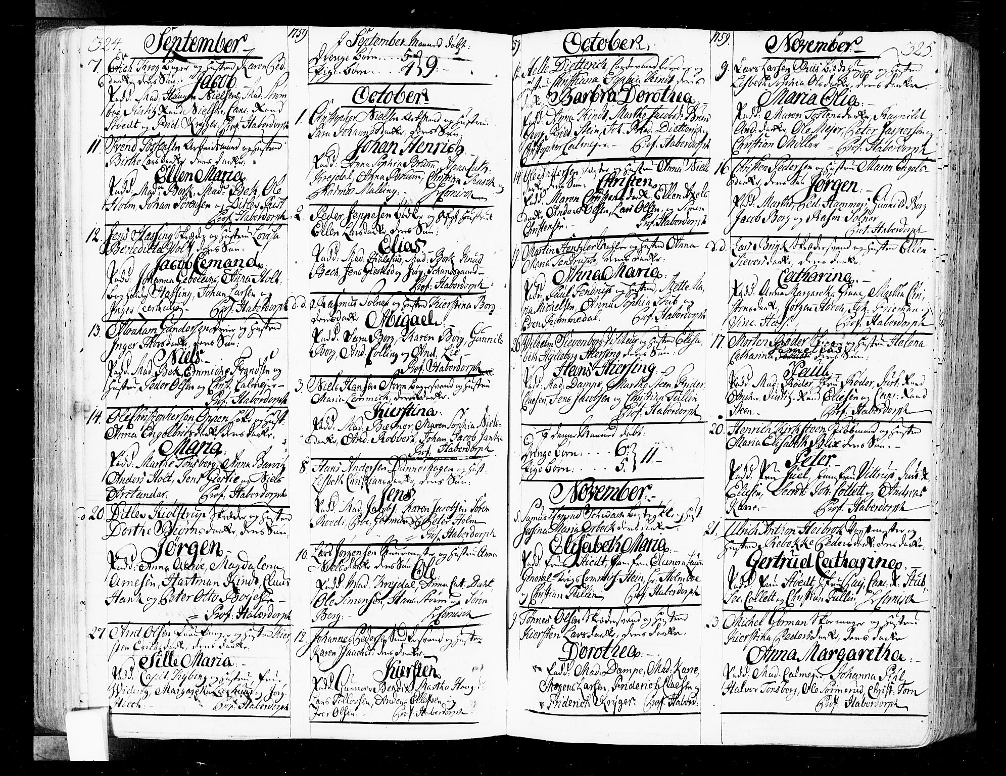 Oslo domkirke Kirkebøker, SAO/A-10752/F/Fa/L0004: Parish register (official) no. 4, 1743-1786, p. 324-325
