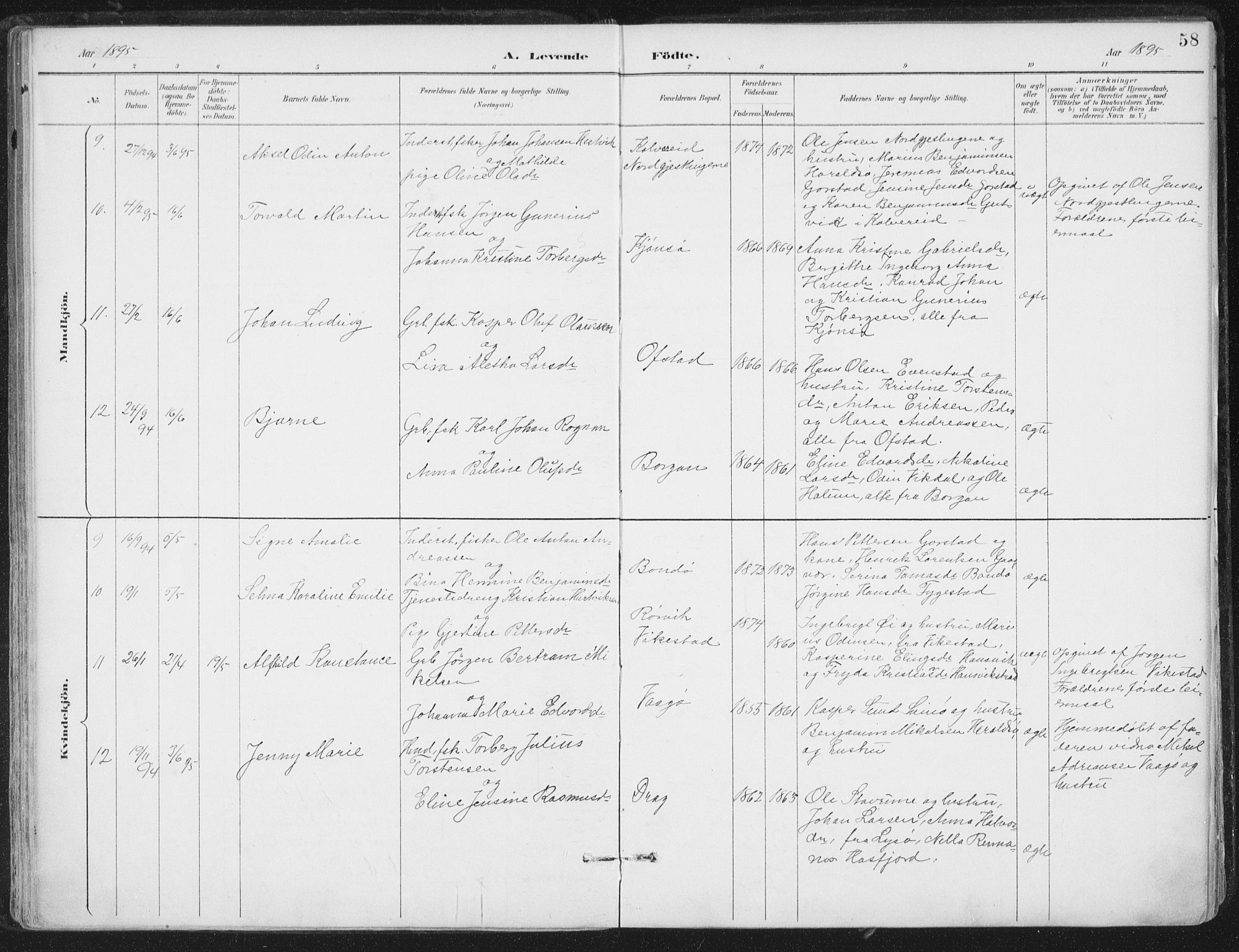 Ministerialprotokoller, klokkerbøker og fødselsregistre - Nord-Trøndelag, AV/SAT-A-1458/786/L0687: Parish register (official) no. 786A03, 1888-1898, p. 58