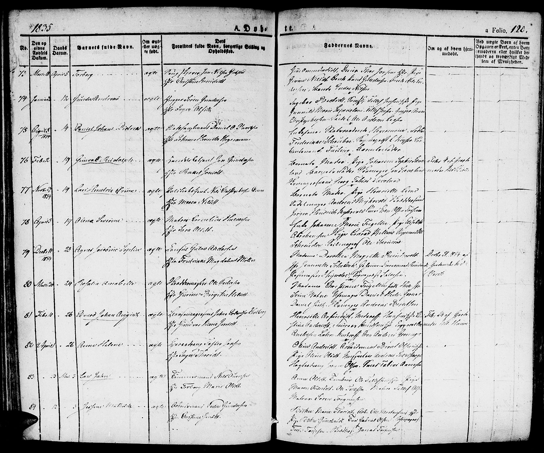 Kristiansand domprosti, SAK/1112-0006/F/Fa/L0011: Parish register (official) no. A 11, 1827-1841, p. 120