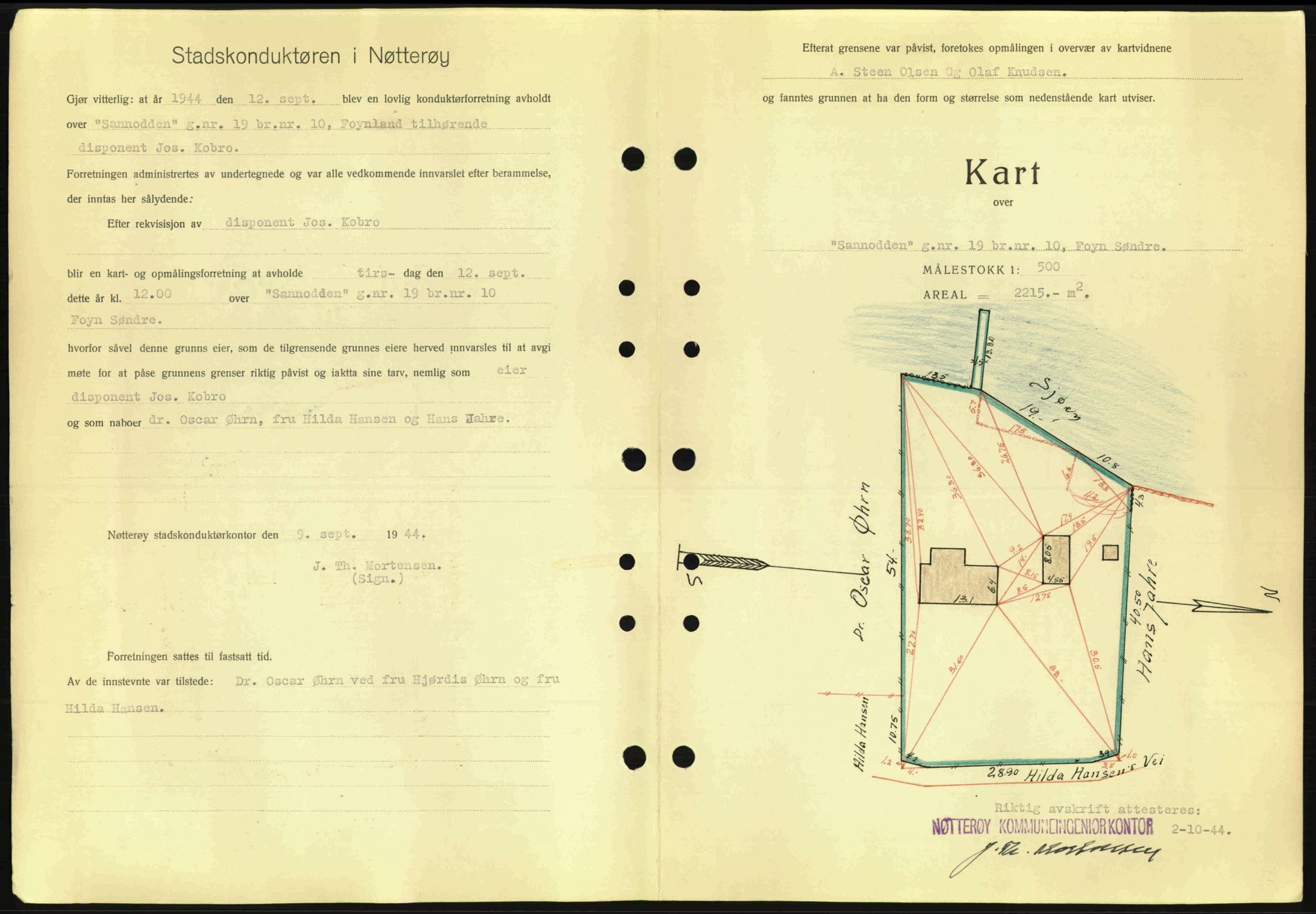 Tønsberg sorenskriveri, AV/SAKO-A-130/G/Ga/Gaa/L0016: Mortgage book no. A16, 1944-1945, Diary no: : 2201/1944