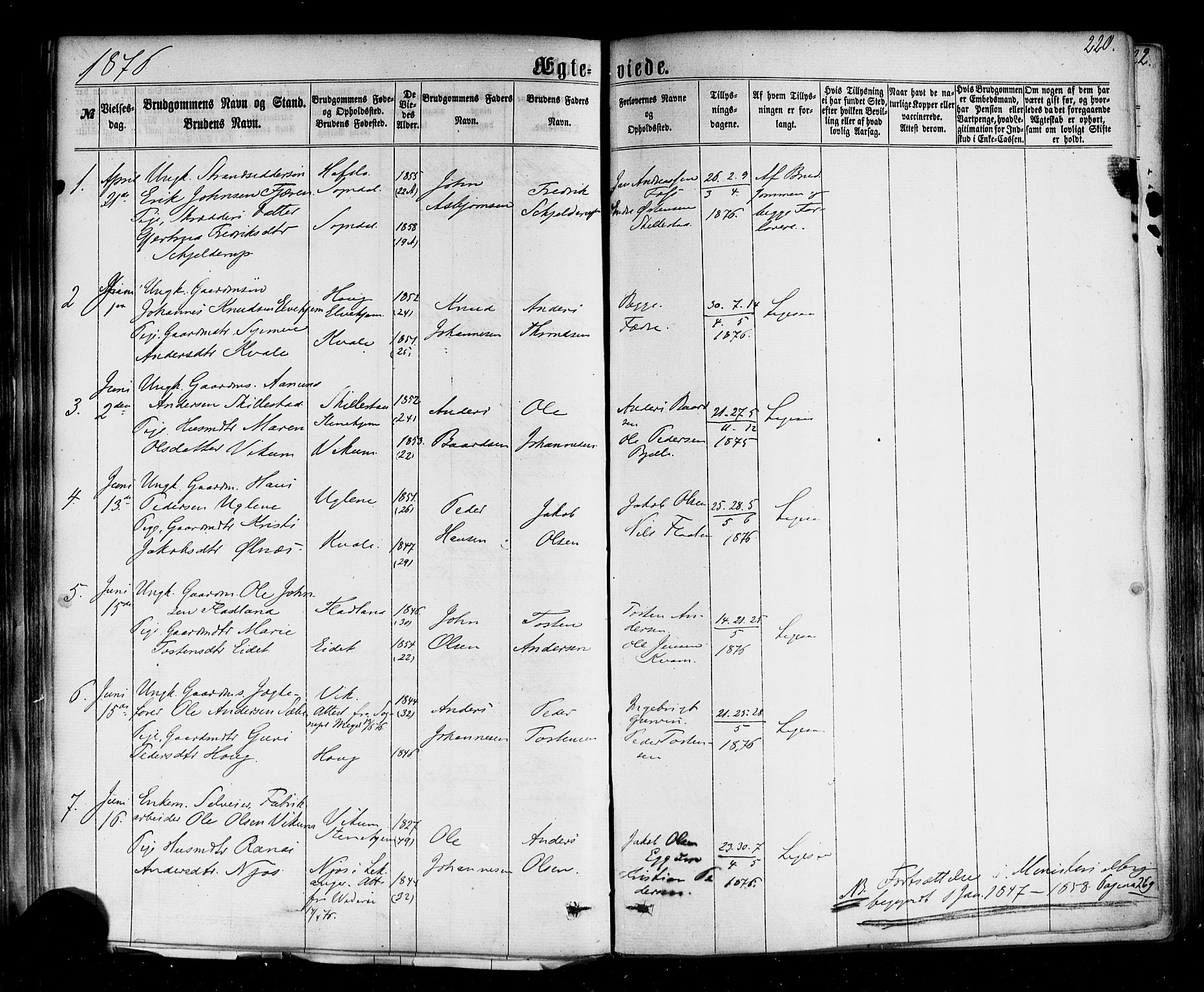 Sogndal sokneprestembete, SAB/A-81301/H/Haa/Haaa/L0013: Parish register (official) no. A 13, 1859-1877, p. 220