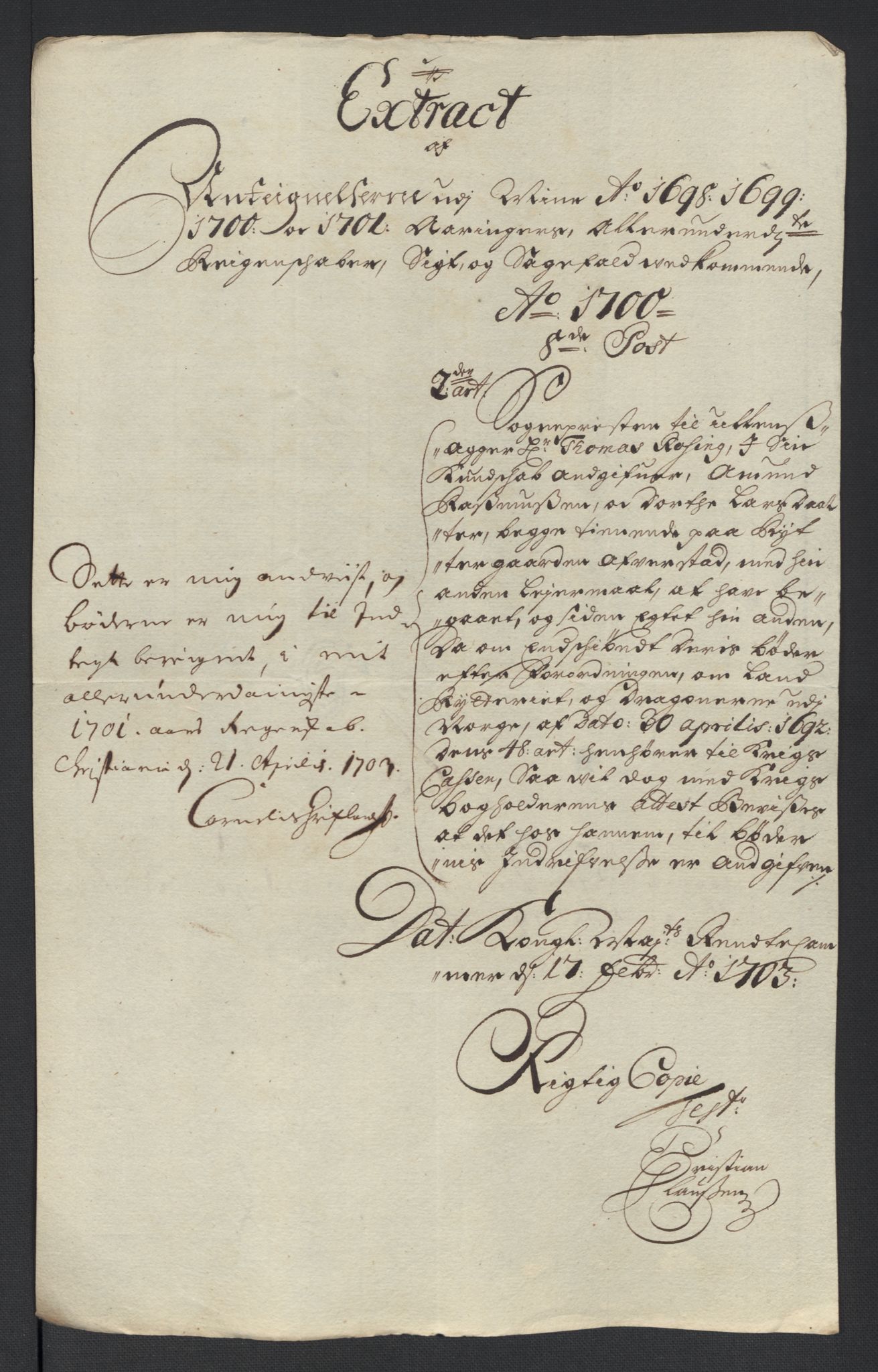 Rentekammeret inntil 1814, Reviderte regnskaper, Fogderegnskap, AV/RA-EA-4092/R12/L0715: Fogderegnskap Øvre Romerike, 1698-1701, p. 20