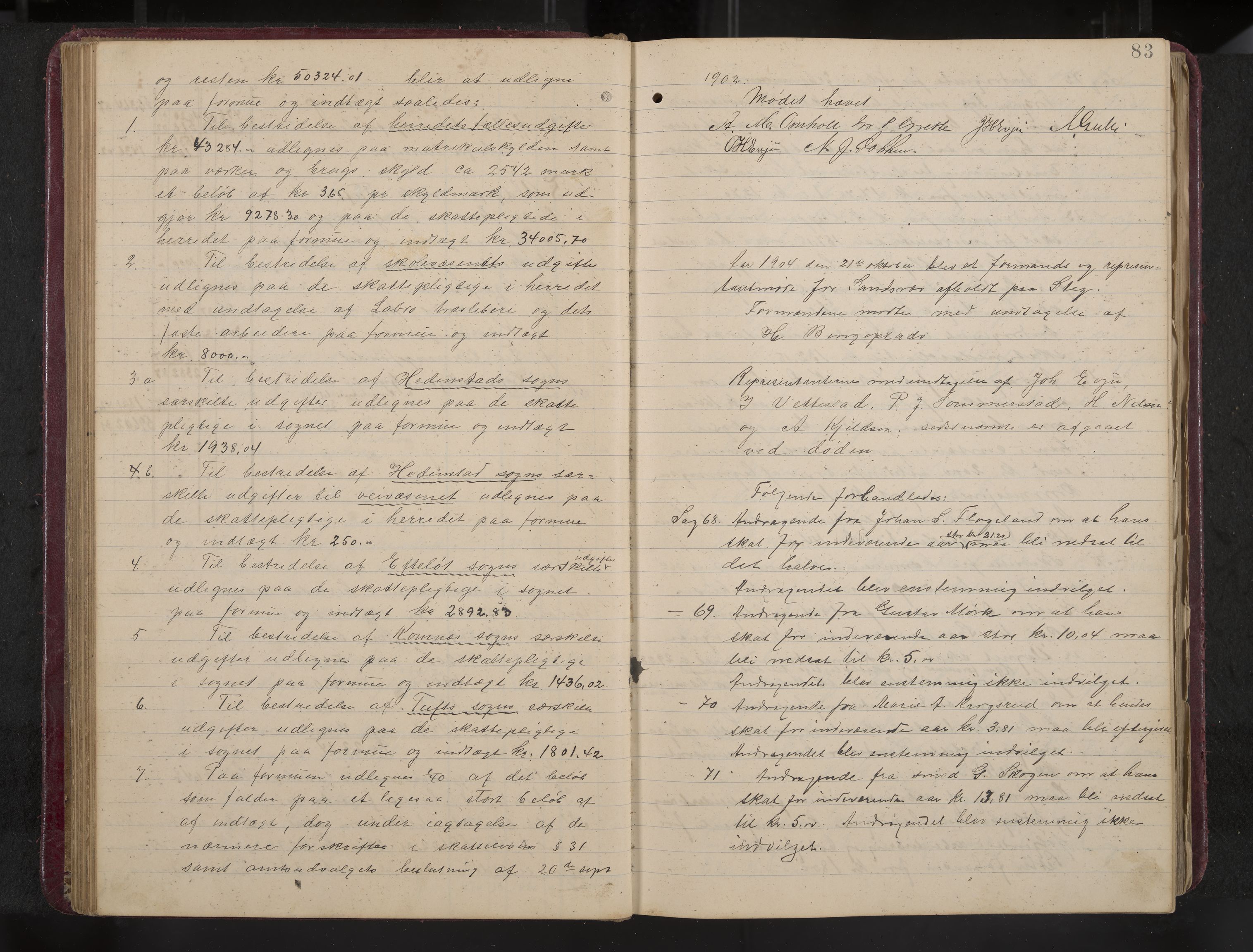 Ytre Sandsvær formannskap og sentraladministrasjon, IKAK/0629021/A/Aa/L0001: Møtebok med register, 1902-1919, p. 83