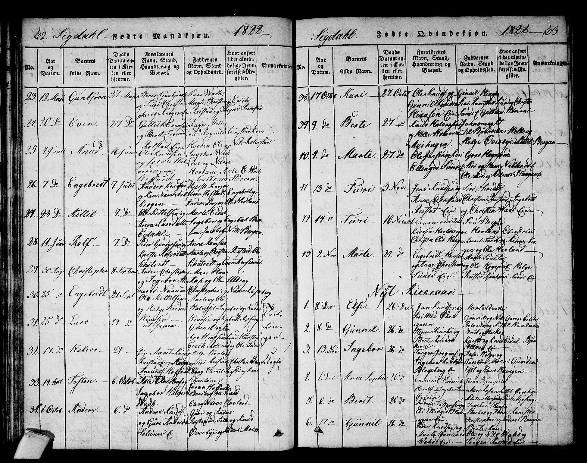 Sigdal kirkebøker, AV/SAKO-A-245/F/Fa/L0005: Parish register (official) no. I 5 /1, 1815-1829, p. 62-63