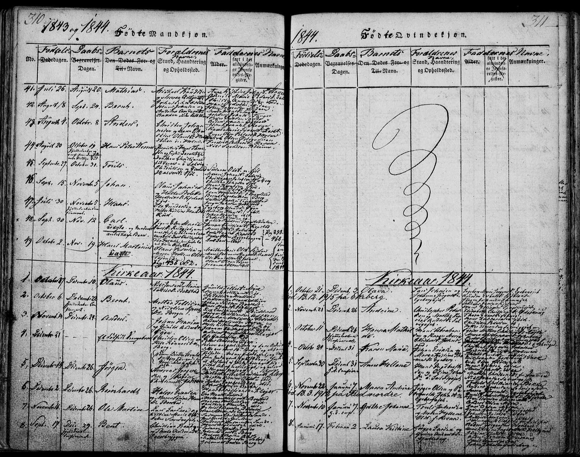 Sande Kirkebøker, SAKO/A-53/F/Fa/L0003: Parish register (official) no. 3, 1814-1847, p. 310-311