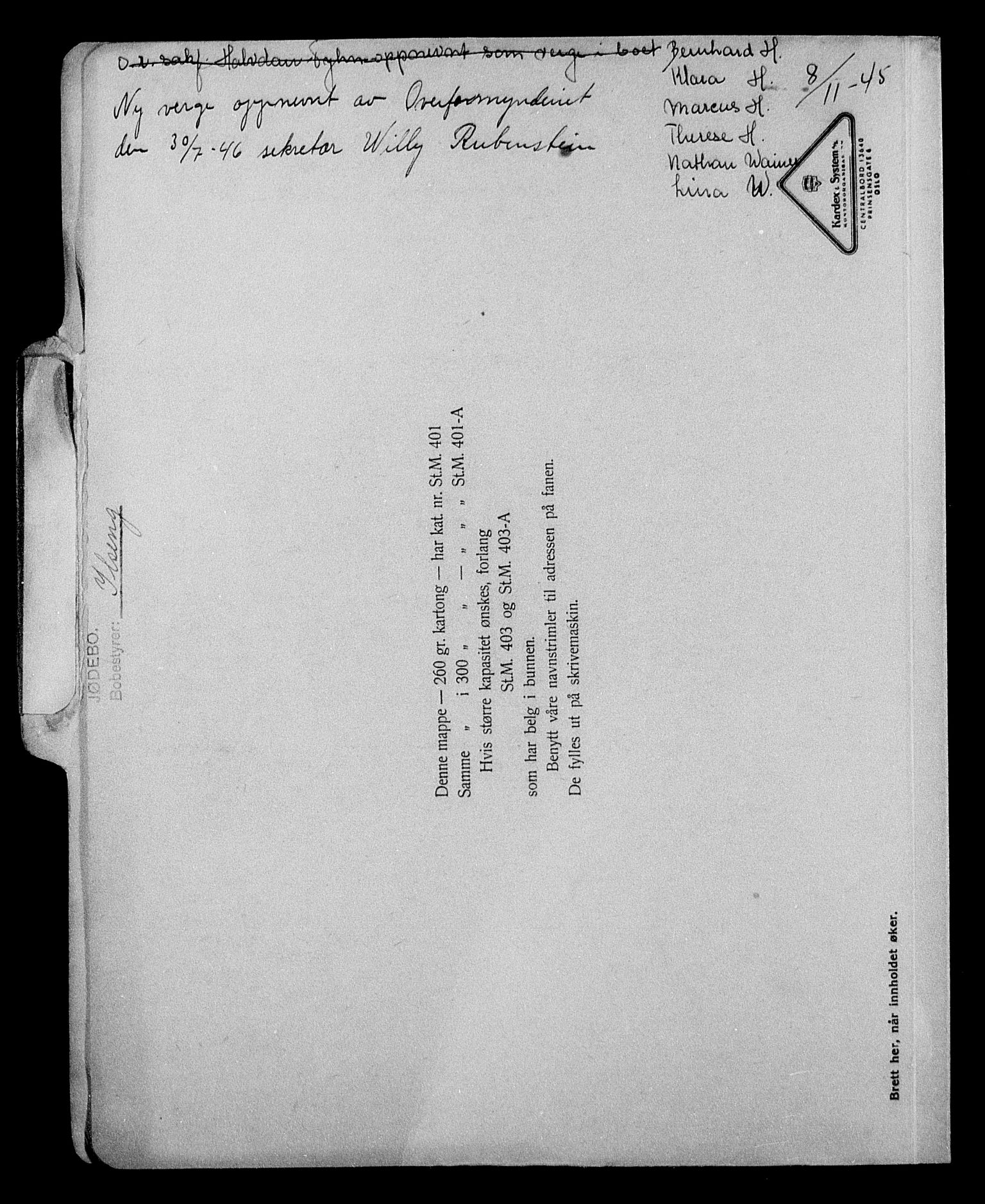 Justisdepartementet, Tilbakeføringskontoret for inndratte formuer, AV/RA-S-1564/H/Hc/Hcc/L0944: --, 1945-1947, p. 354