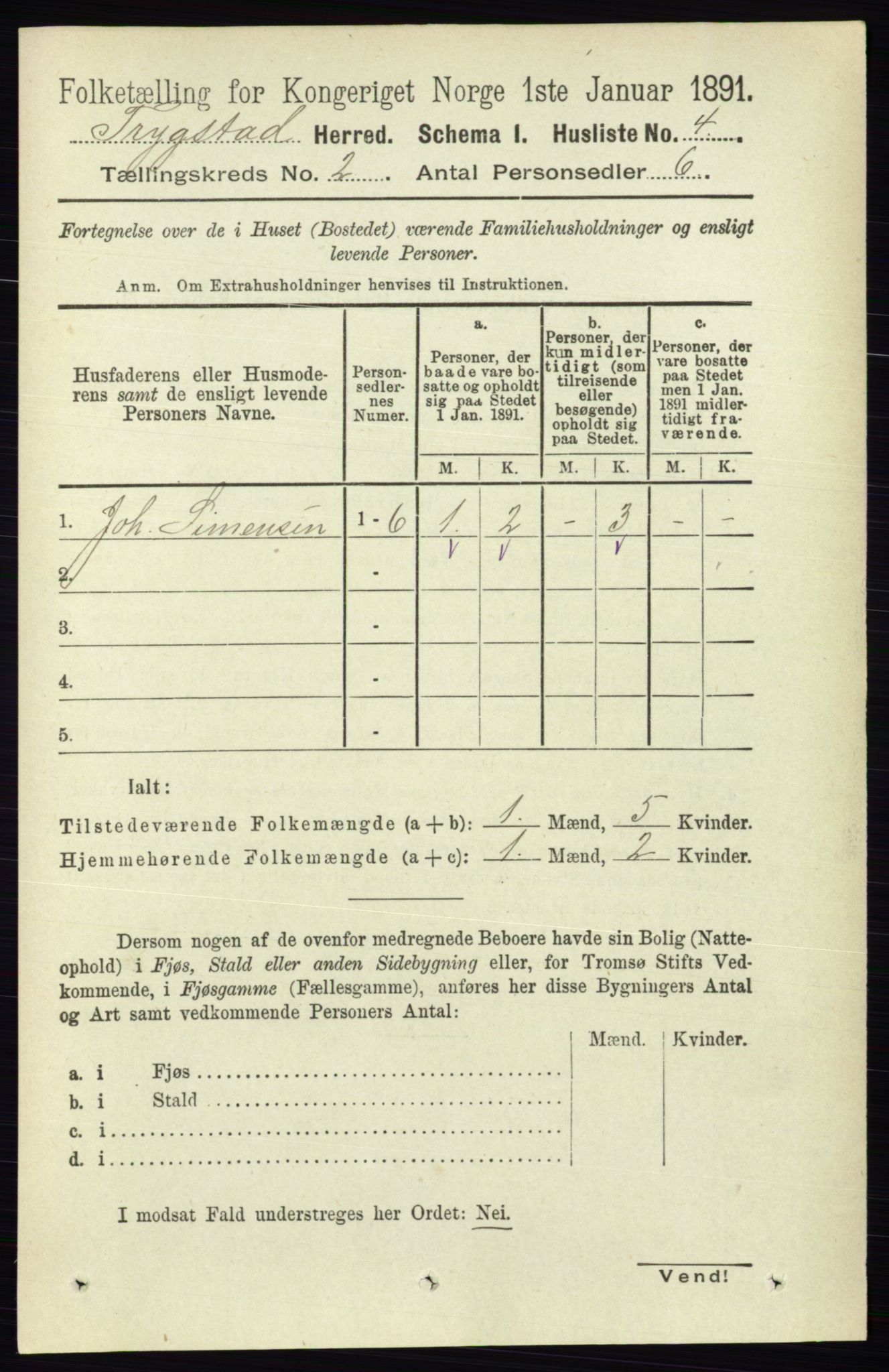 RA, 1891 Census for 0122 Trøgstad, 1891, p. 474