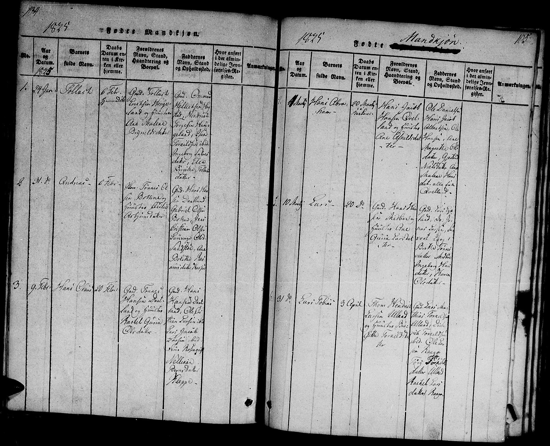 Flekkefjord sokneprestkontor, AV/SAK-1111-0012/F/Fa/Fab/L0003: Parish register (official) no. A 3, 1815-1830, p. 104-105