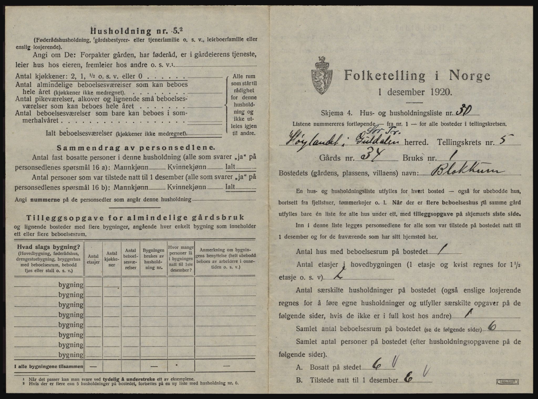 SAT, 1920 census for Hølonda, 1920, p. 399