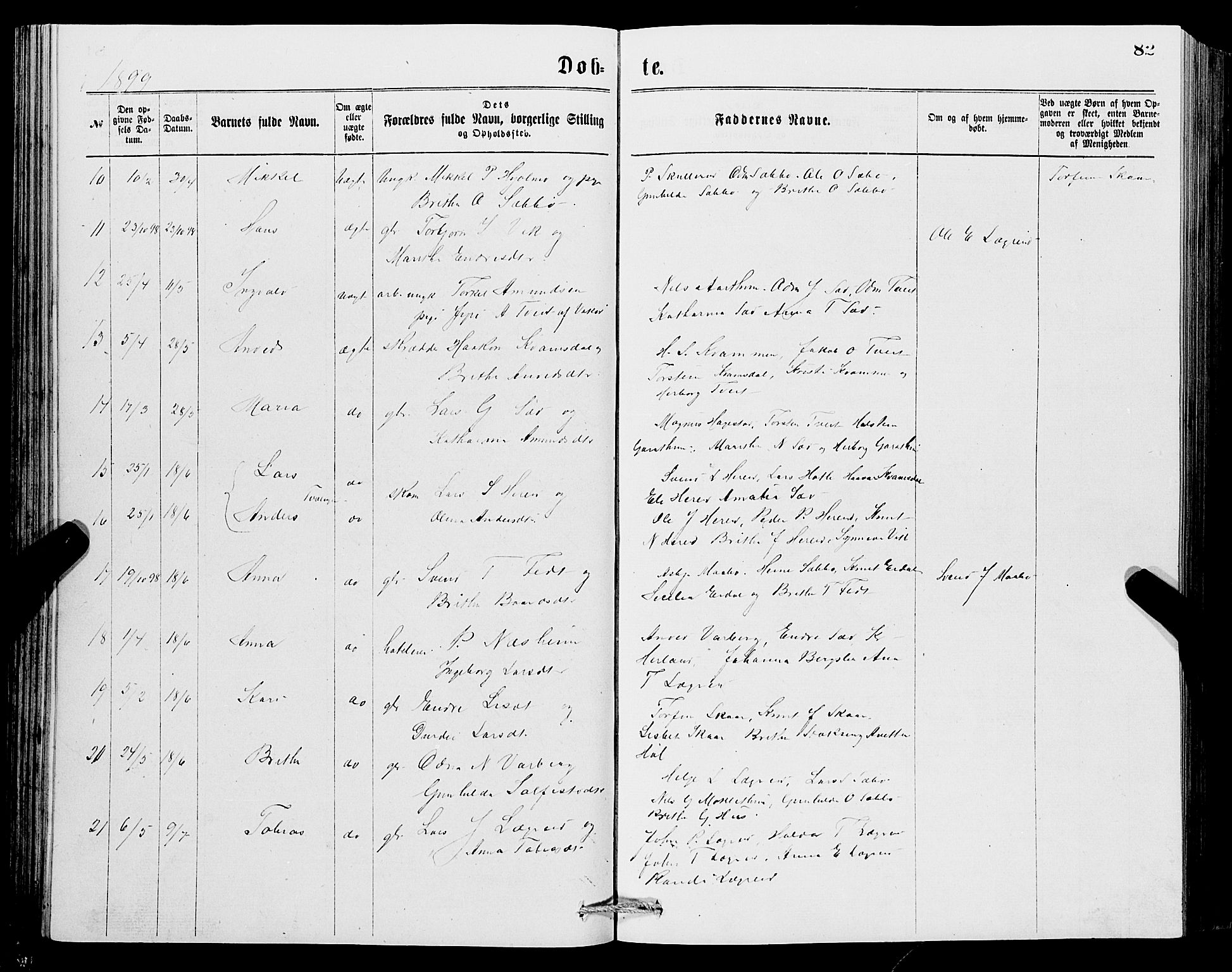 Ullensvang sokneprestembete, AV/SAB-A-78701/H/Hab: Parish register (copy) no. C 2, 1871-1899, p. 82