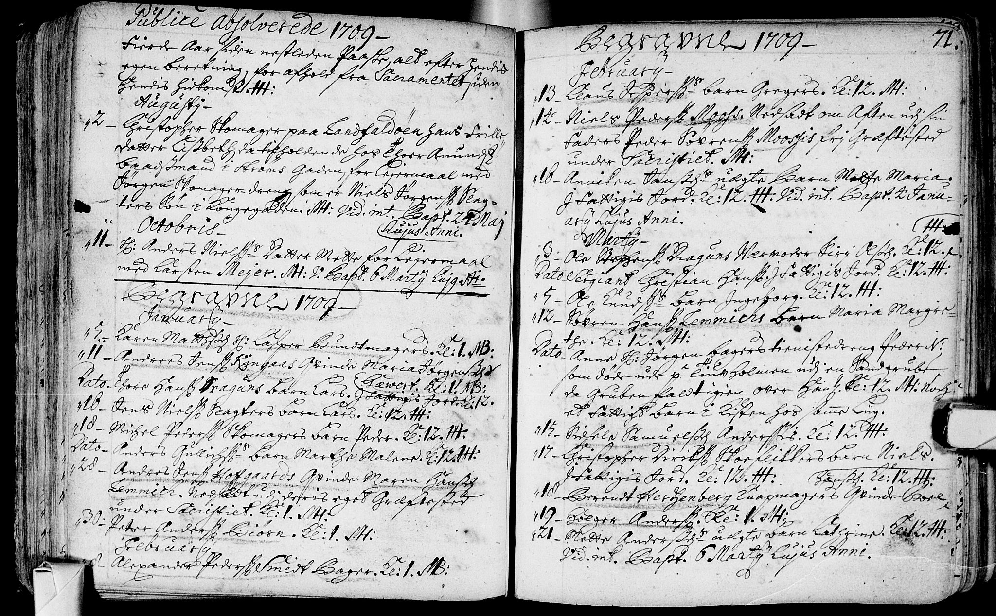 Bragernes kirkebøker, SAKO/A-6/F/Fa/L0003: Parish register (official) no. I 3, 1706-1734, p. 71