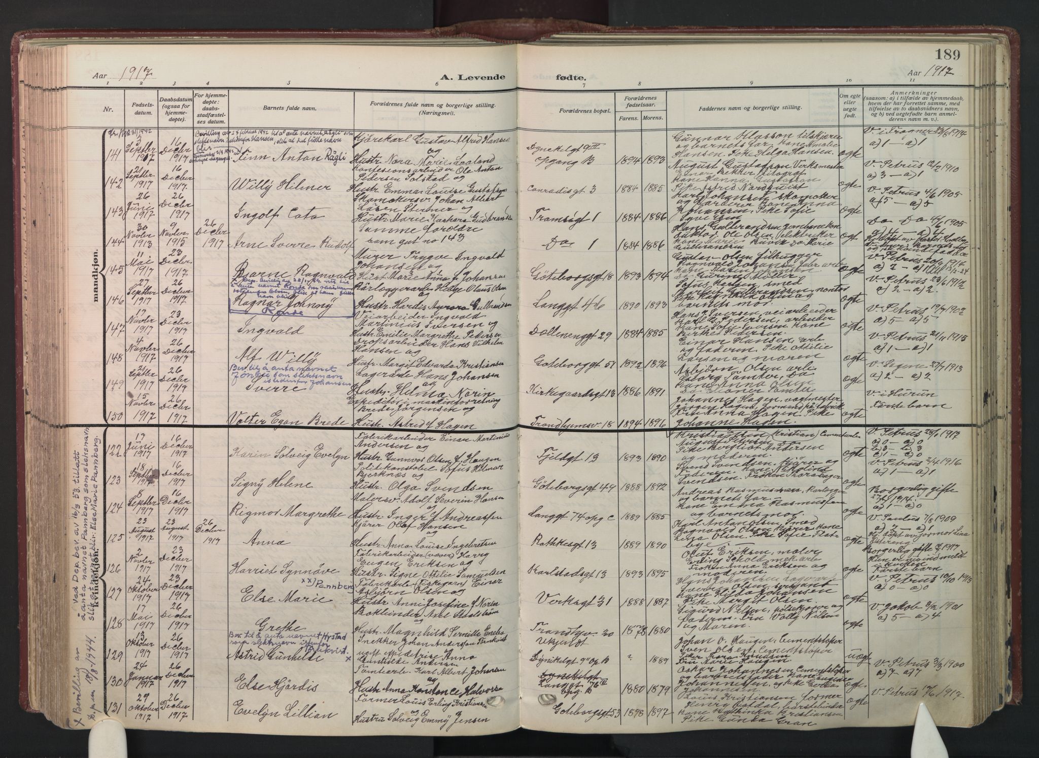 Petrus prestekontor Kirkebøker, AV/SAO-A-10872/F/Fa/L0012: Parish register (official) no. 12, 1909-1936, p. 189