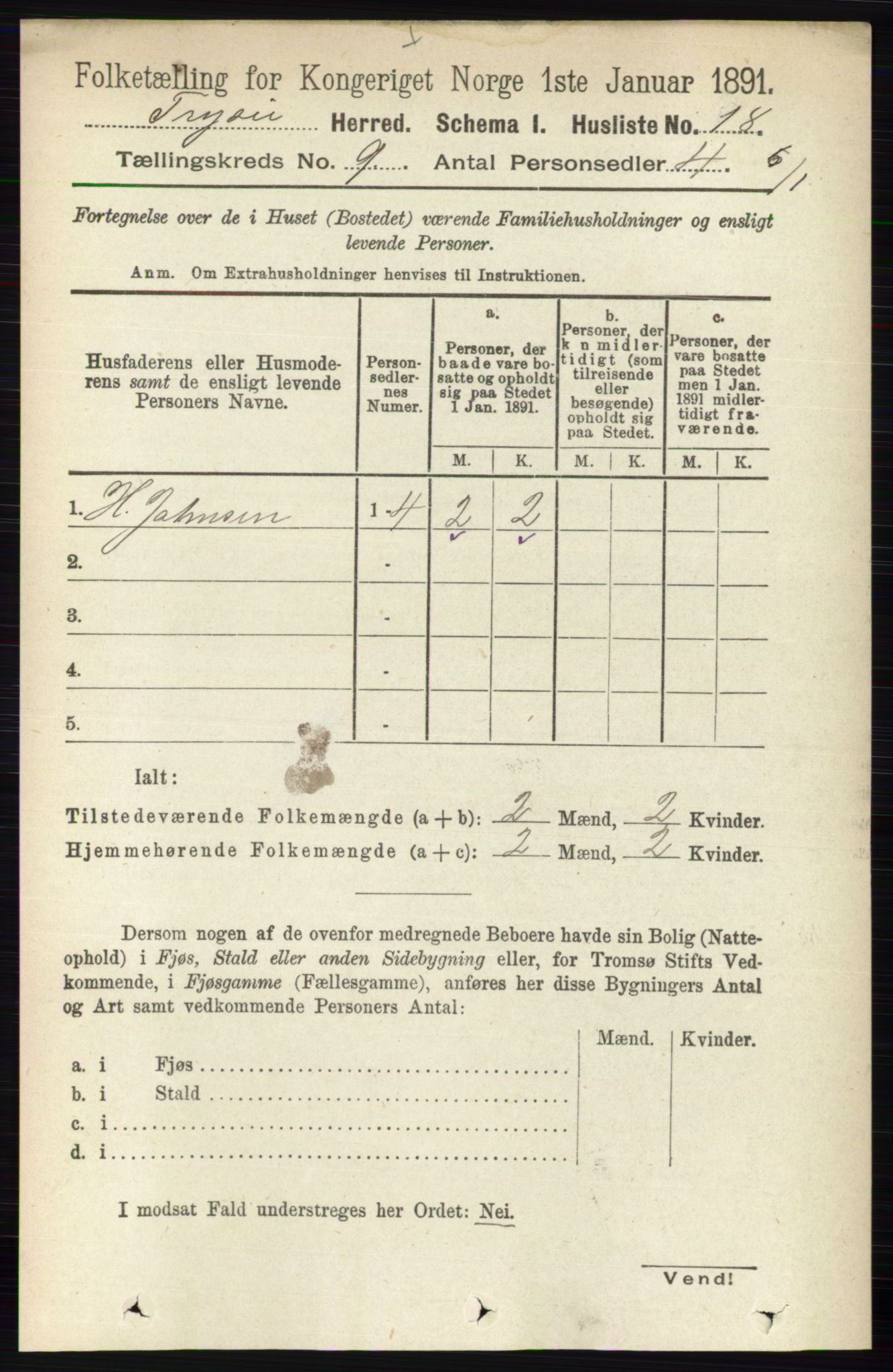 RA, 1891 census for 0428 Trysil, 1891, p. 4112