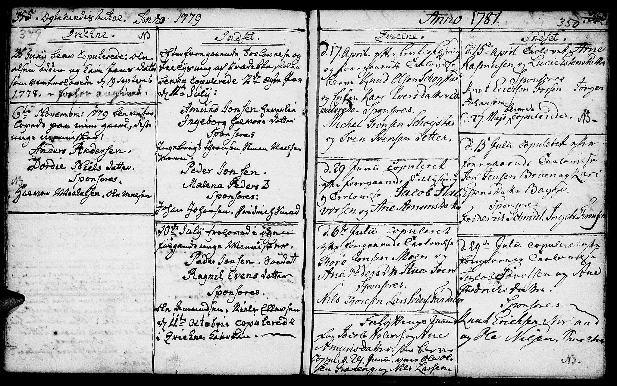 Kvikne prestekontor, SAH/PREST-064/H/Ha/Haa/L0002: Parish register (official) no. 2, 1764-1784, p. 349-350