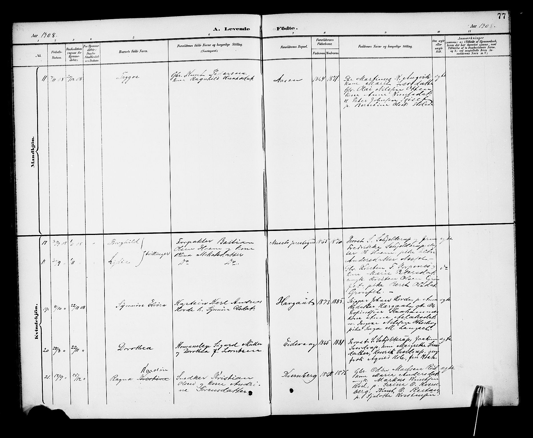 Ministerialprotokoller, klokkerbøker og fødselsregistre - Møre og Romsdal, AV/SAT-A-1454/551/L0632: Parish register (copy) no. 551C04, 1894-1920, p. 77