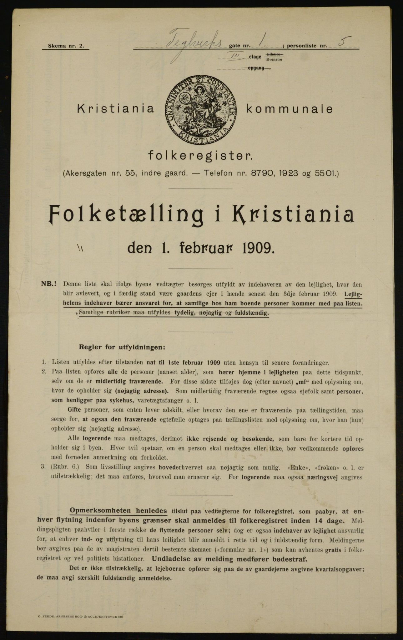 OBA, Municipal Census 1909 for Kristiania, 1909, p. 97268