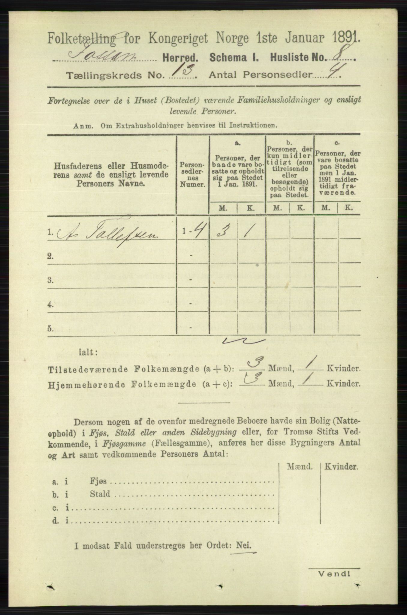 RA, 1891 census for 1129 Forsand, 1891, p. 2032